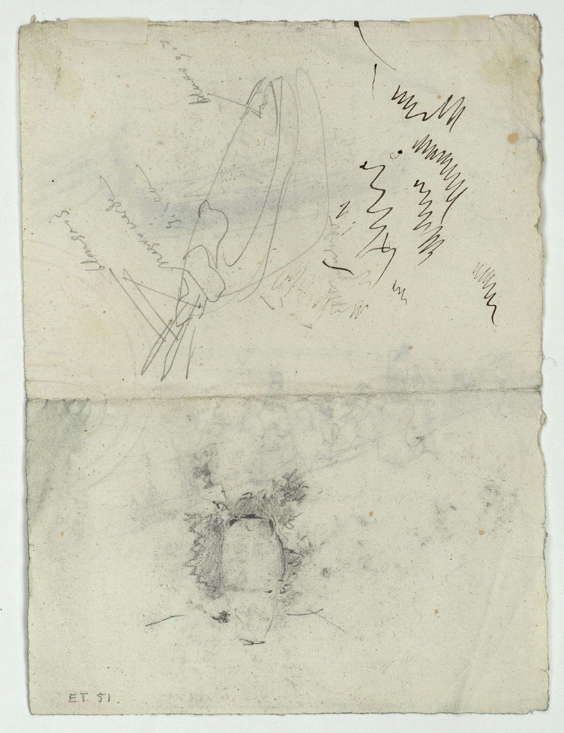 image for: Marià Fortuny - Barca i figures a la platja (anvers) / Esbós de barca i de vas (revers) - Cap a 1874 [1]