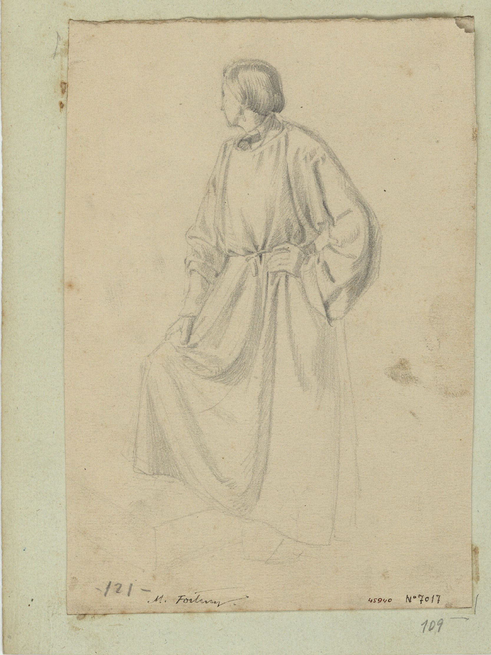 image for: Marià Fortuny - Estudi acadèmic de figura masculina - Cap a 1856-1858