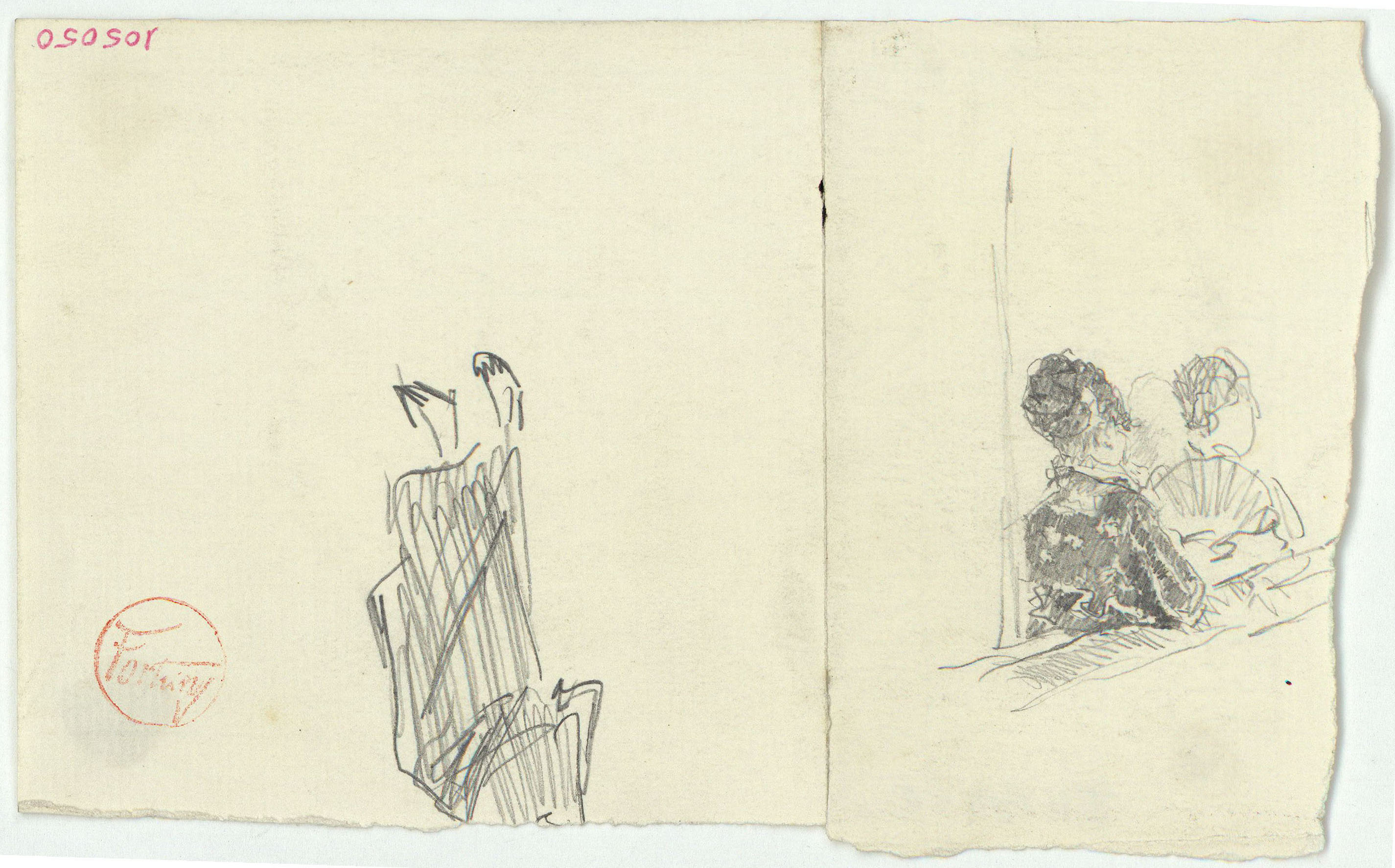 image for: Marià Fortuny - Dones en una llotja i fragment de figura - Cap a 1867-1872