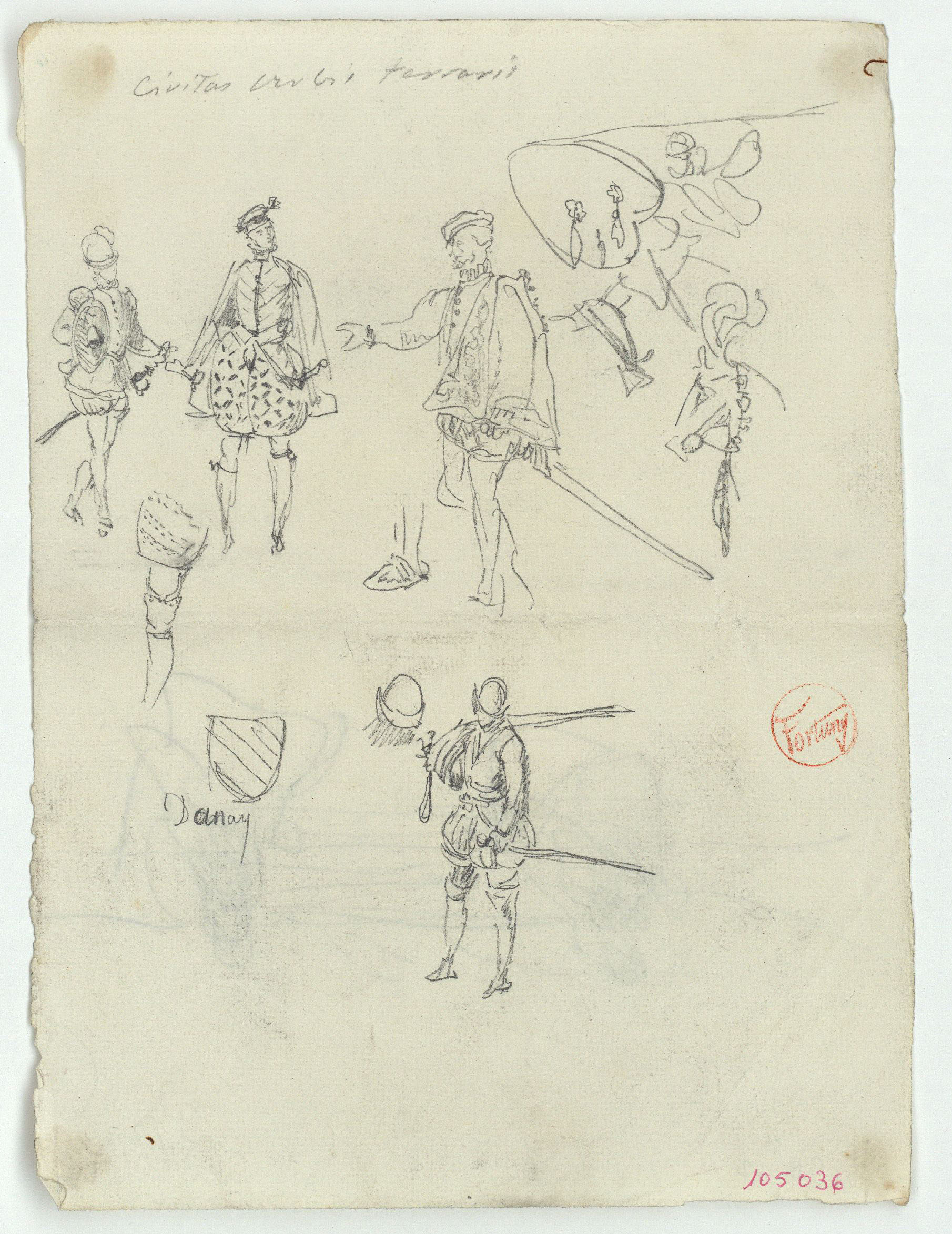 image for: Marià Fortuny - Civitas urbis terraris (anvers) / Croquis inconcret (revers) - Cap a 1867-1872