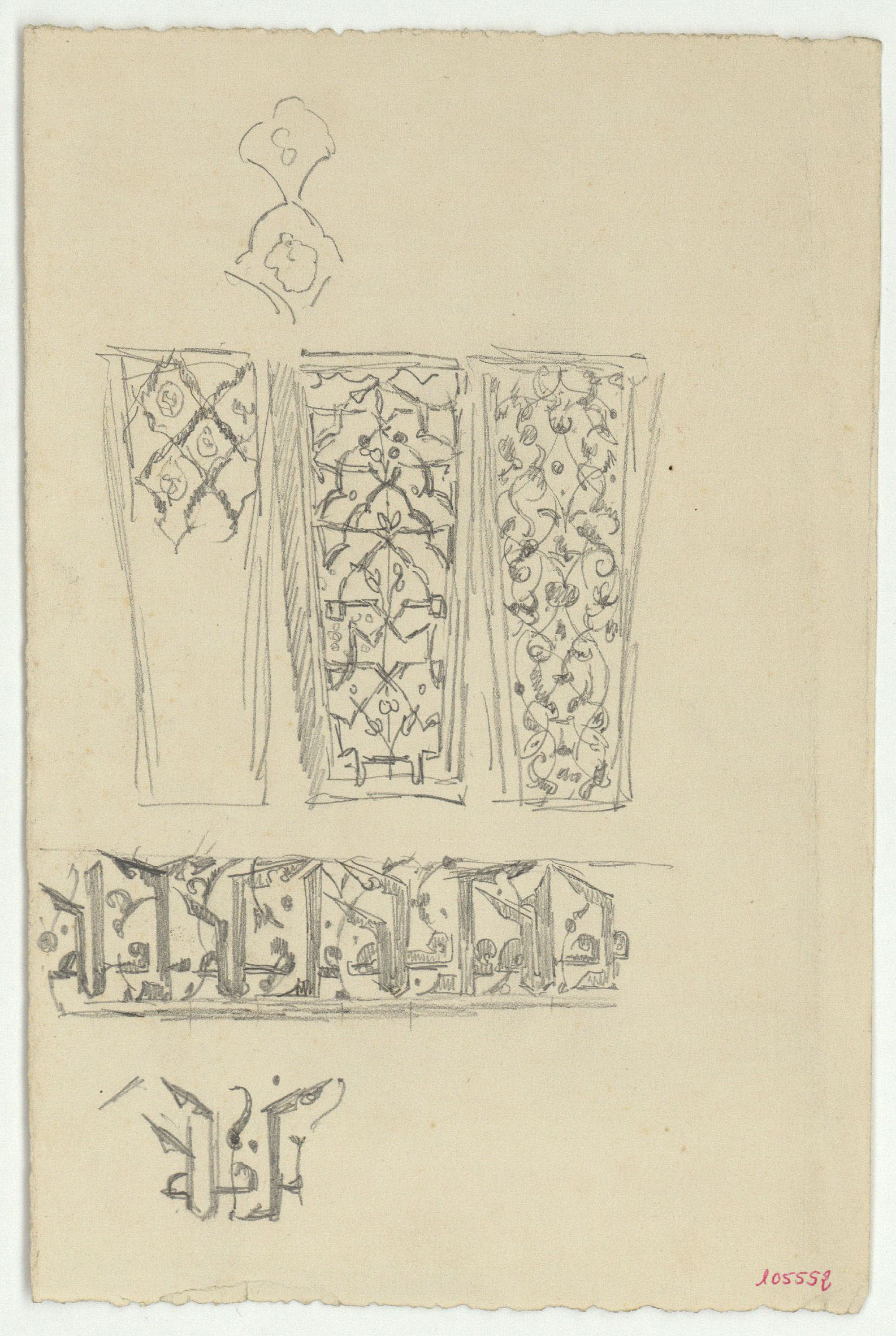 image for: Marià Fortuny - Sanefes d'estil musulmà (anvers) / Esbós de bust masculí (revers) - Cap a 1870-1872