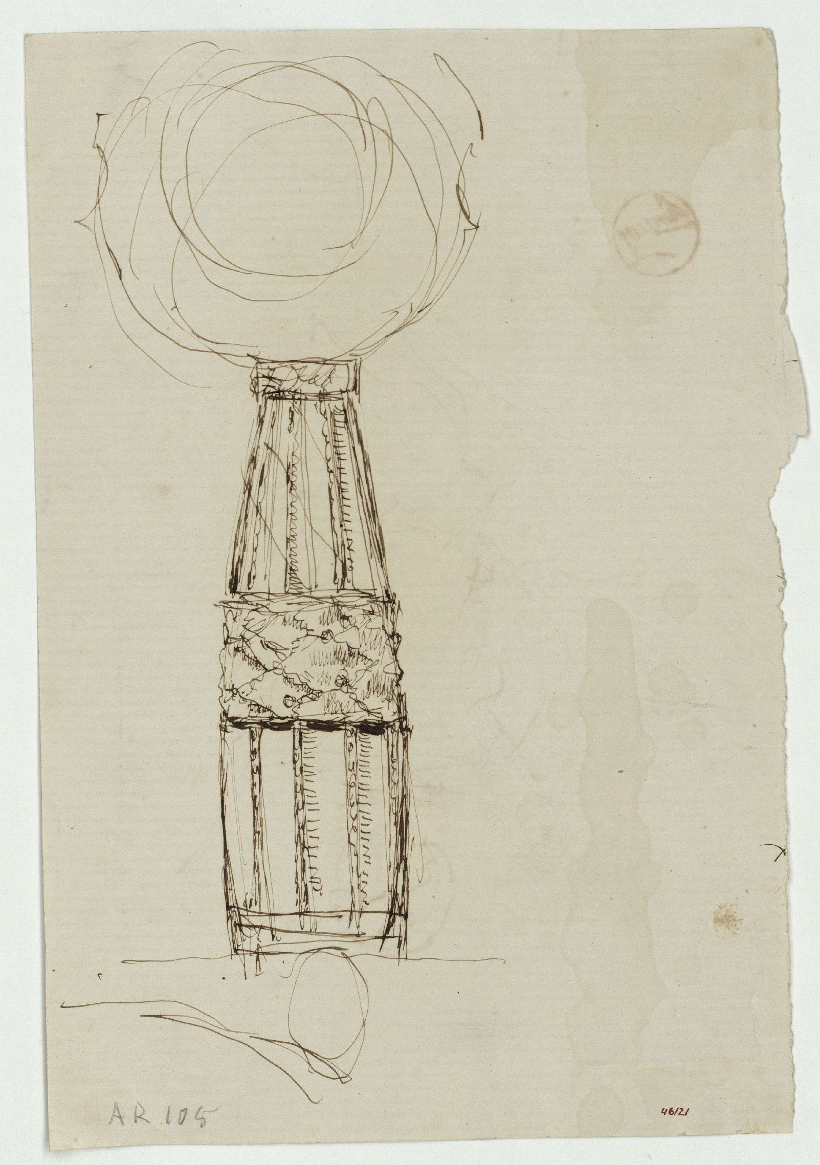 image for: Marià Fortuny - Pom d'espasa d'estil musulmà (anvers) / Esbós d'armadura (revers) - Cap a 1870-1872