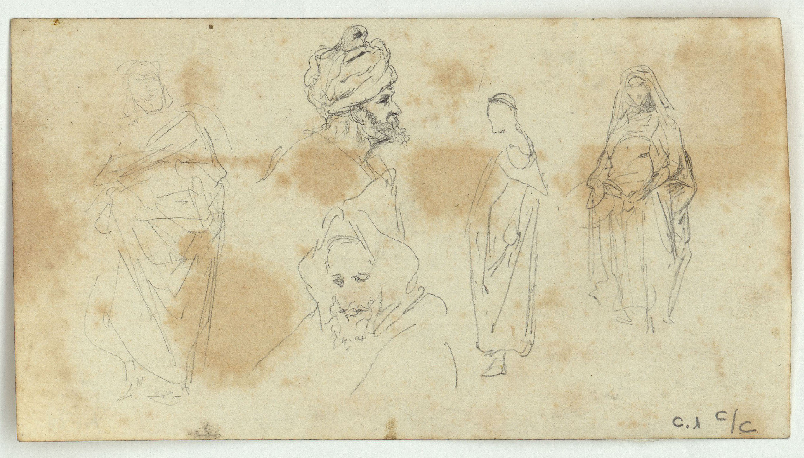 image for: Marià Fortuny - Esbós de paisatge marroquí (anvers) / Marroquins (revers) - Cap a 1860-1862 [1]
