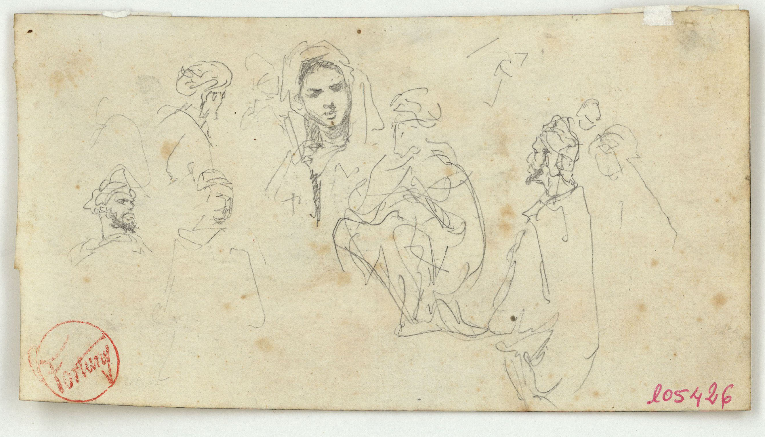 image for: Marià Fortuny - Marroquins (anvers) / Cap de bou i esbós de camell (revers) - Cap a 1860-1862