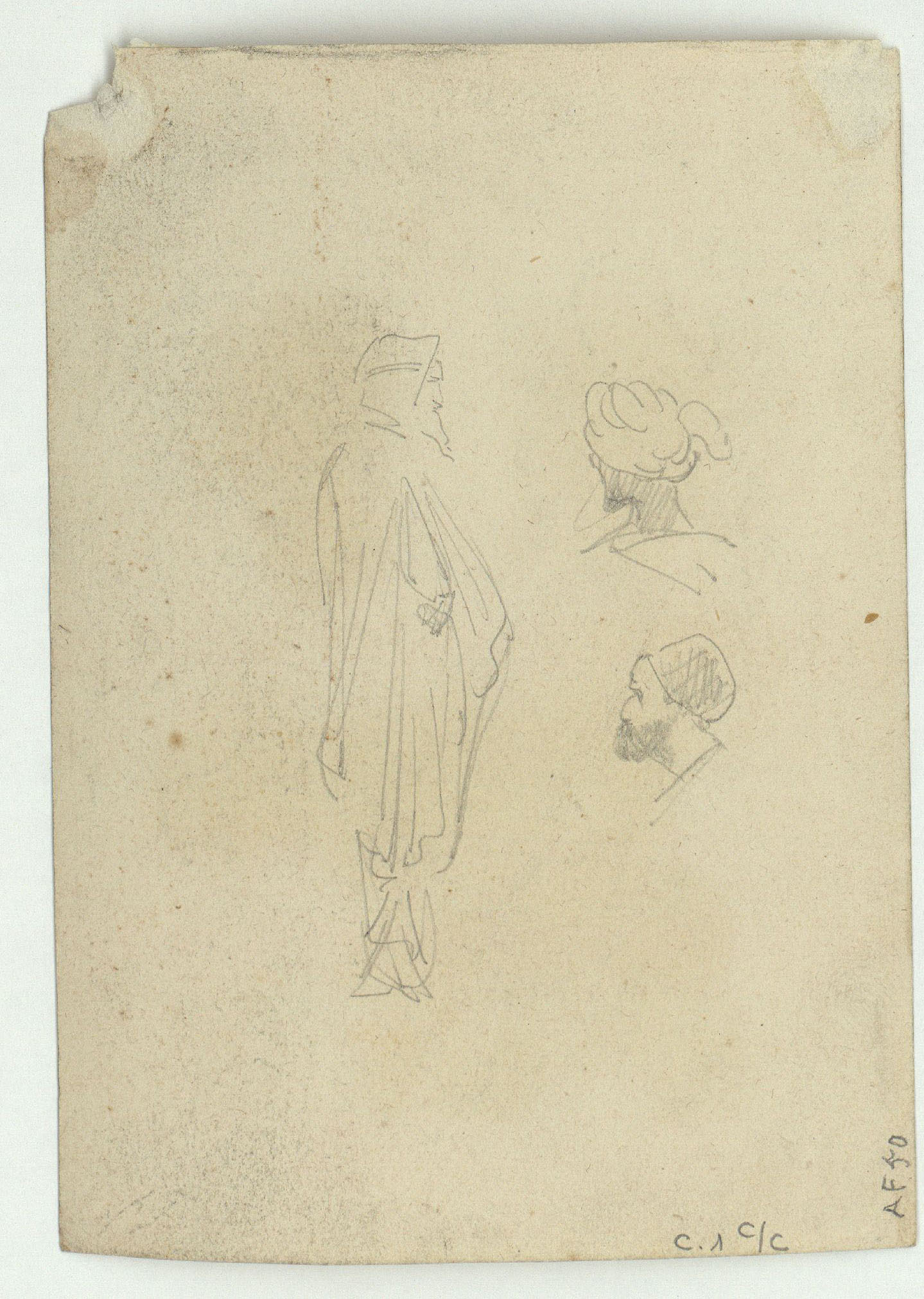 image for: Marià Fortuny - Jueus (anvers) / Caps i figura de marroquins (revers) - Cap a 1860-1862 [1]