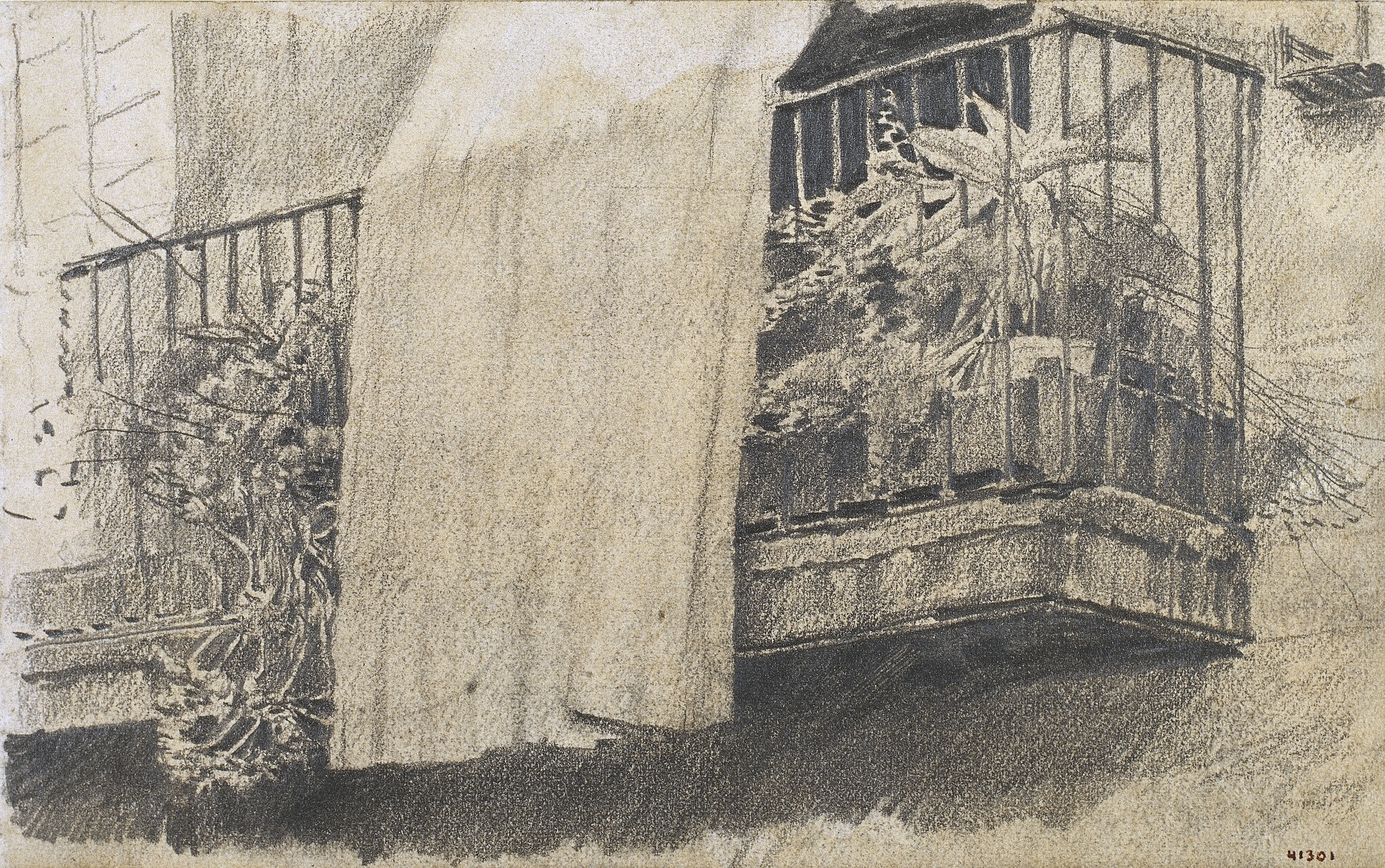 image for: Santiago Rusiñol - Balcó amb flors i cortina - Cap a 1880-1885