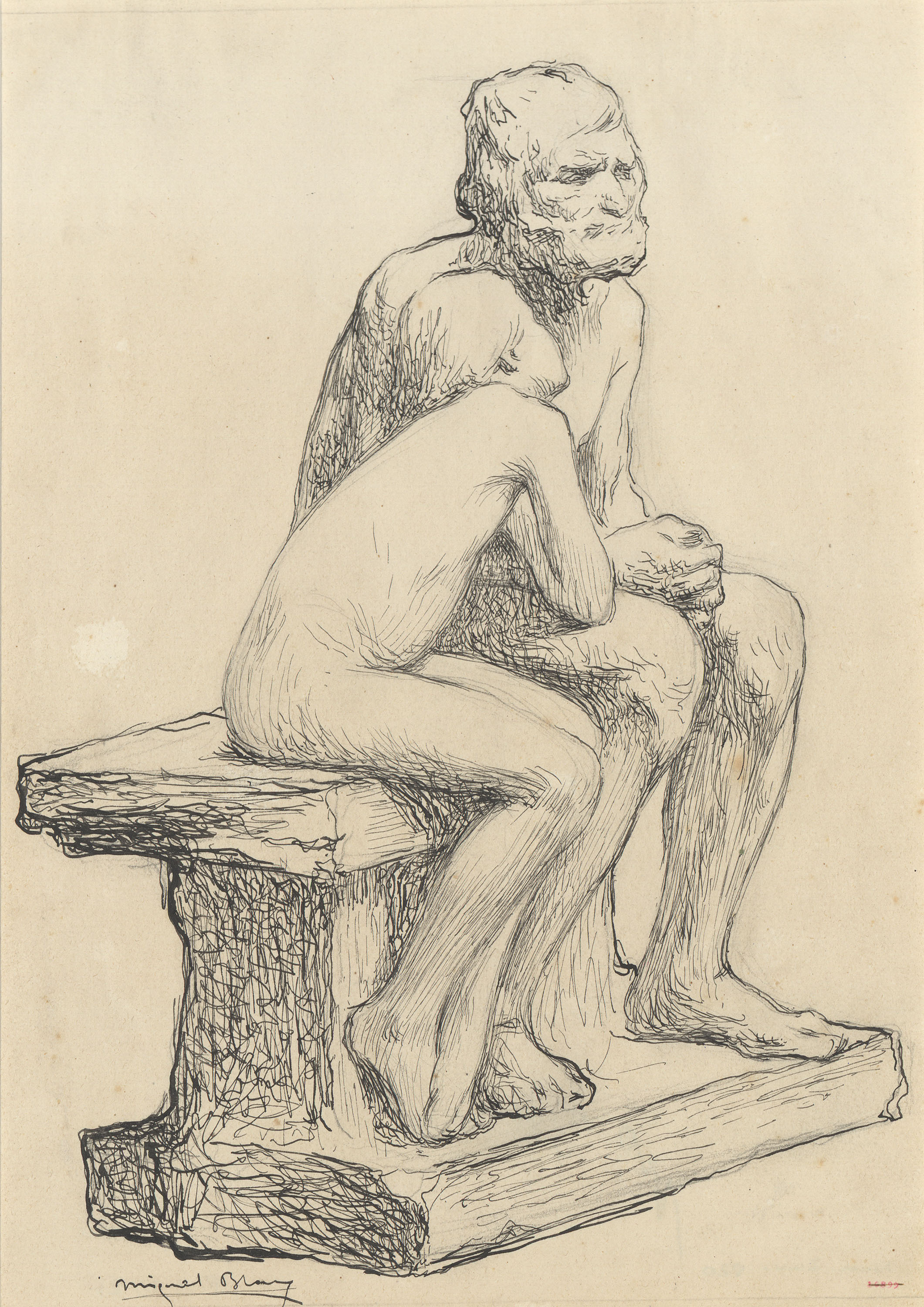 image for: Miquel Blay - Estudi per a l'escultura «Els primers freds» - Cap a 1892