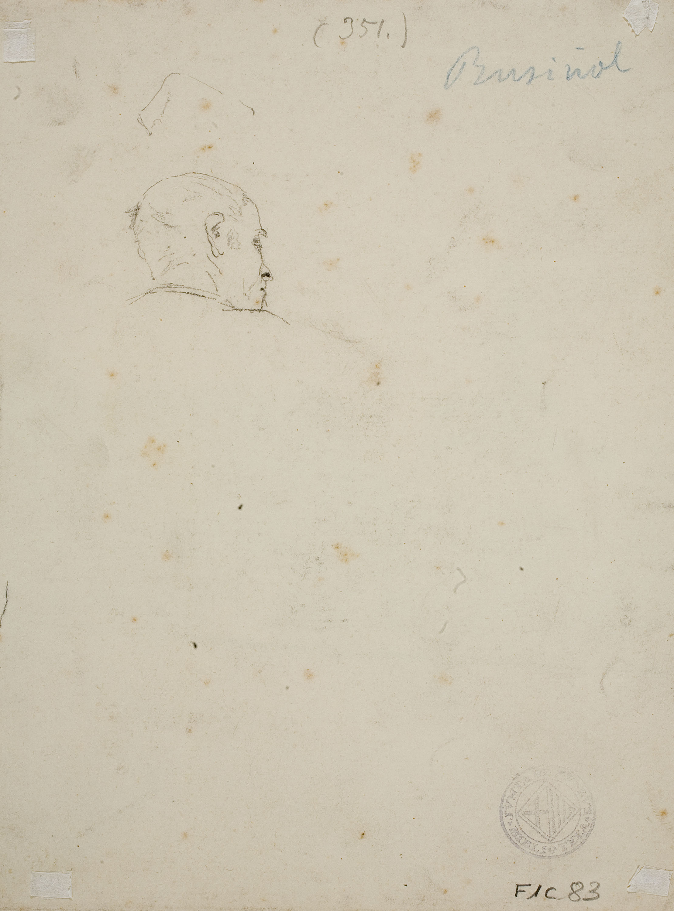 image for: Santiago Rusiñol - Estudi de jardí (anvers) / Estudi de cap masculí (revers) - Cap a 1891 [1]