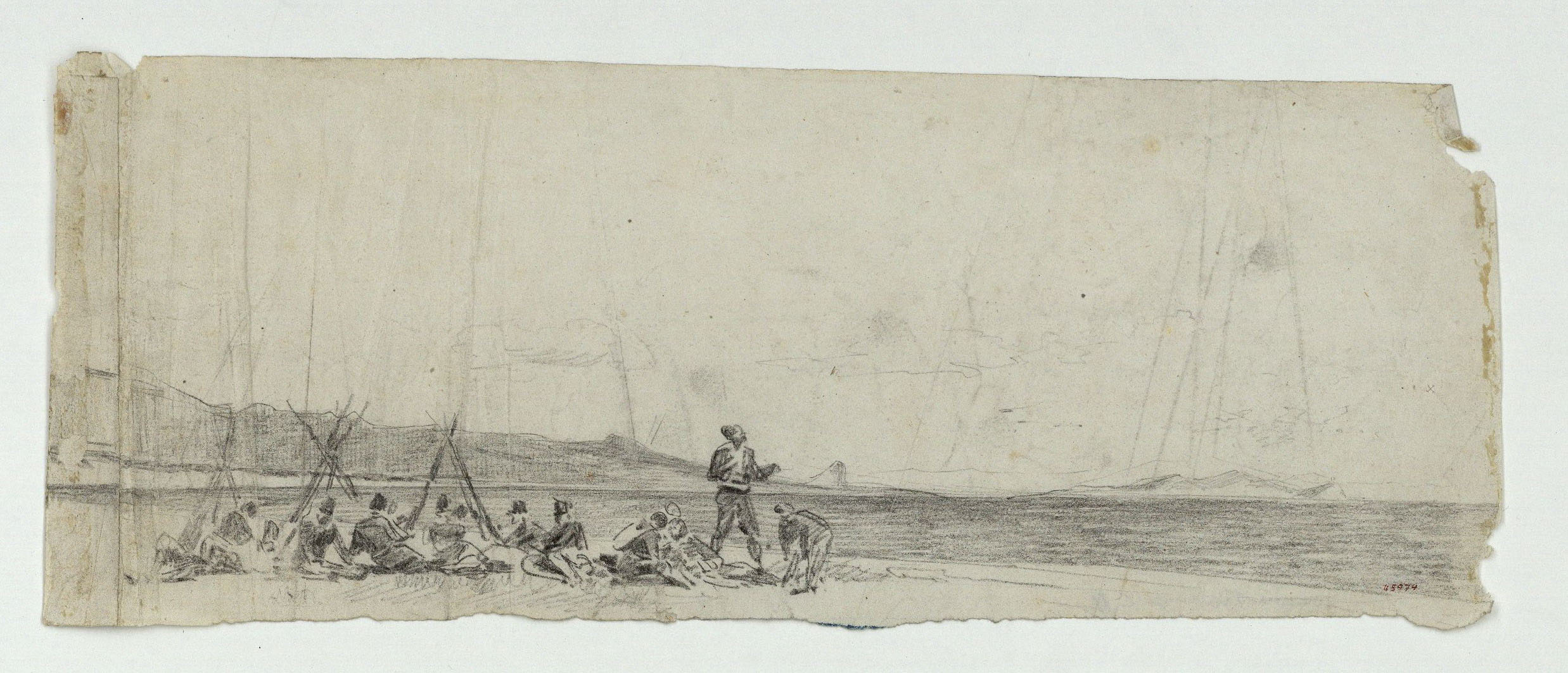 image for: Marià Fortuny - Soldats espanyols a la platja - Cap a 1860