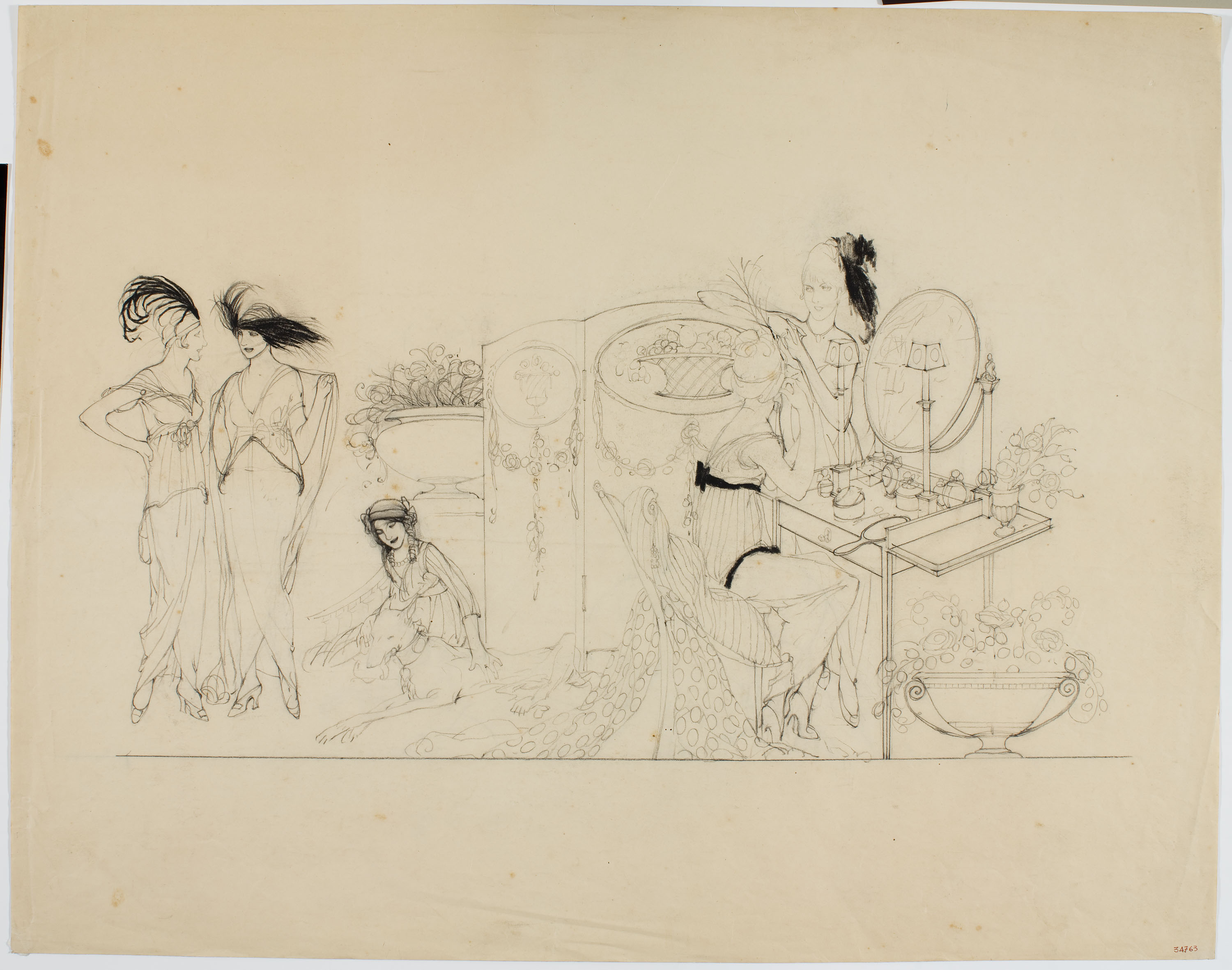 Francesc Xavier Gosé - Escena de tocador (anvers) / Escena de tocador (revers) - Cap a 1910-1912 image for: Francesc Xavier Gosé - Escena de tocador (anvers) / Escena de tocador (revers) - Cap a 1910-1912