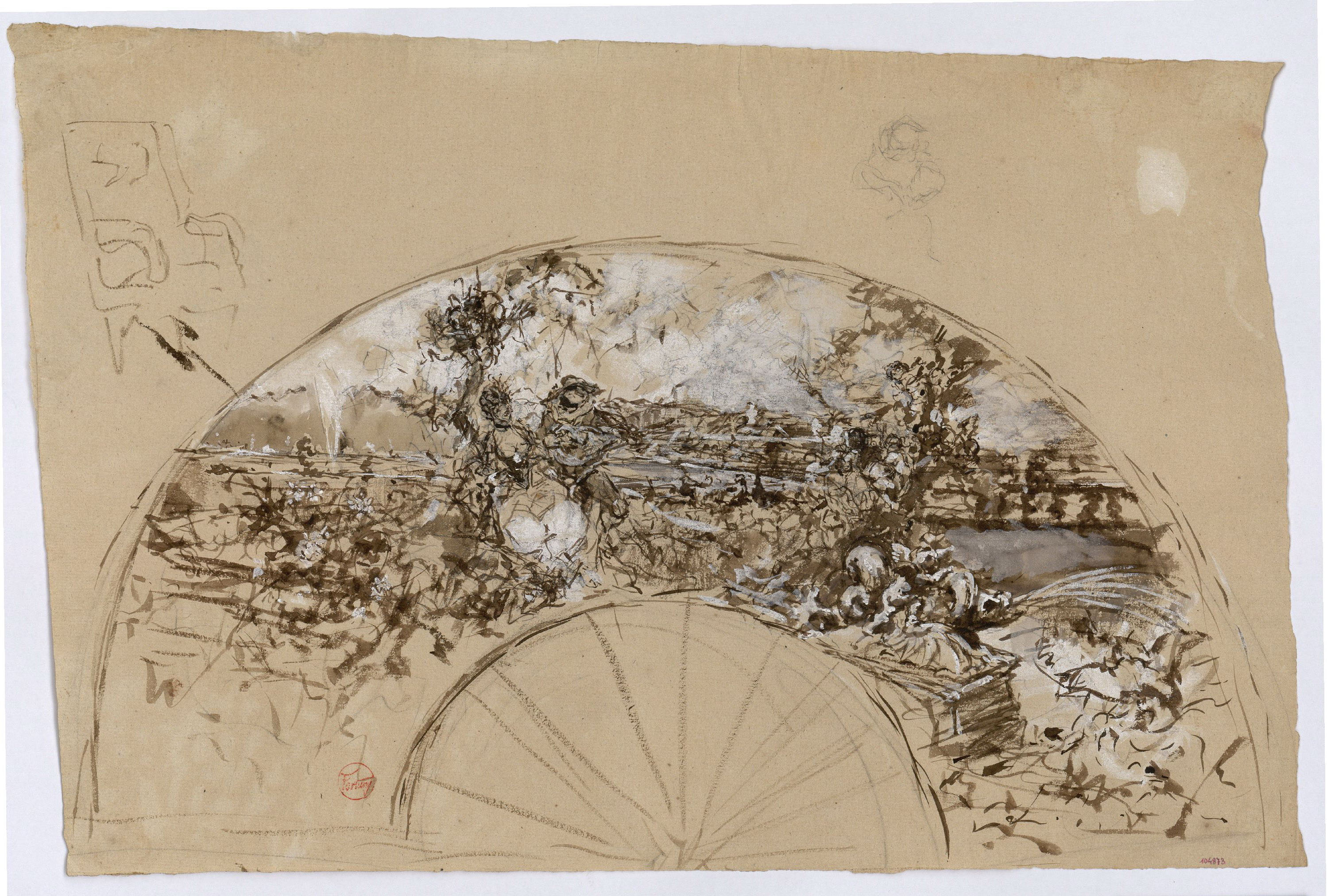 image for: Marià Fortuny - Estudi per a un ventall amb escena galant (anvers) / Estudi per a un ventall amb escena galant (revers) - Cap a 1870