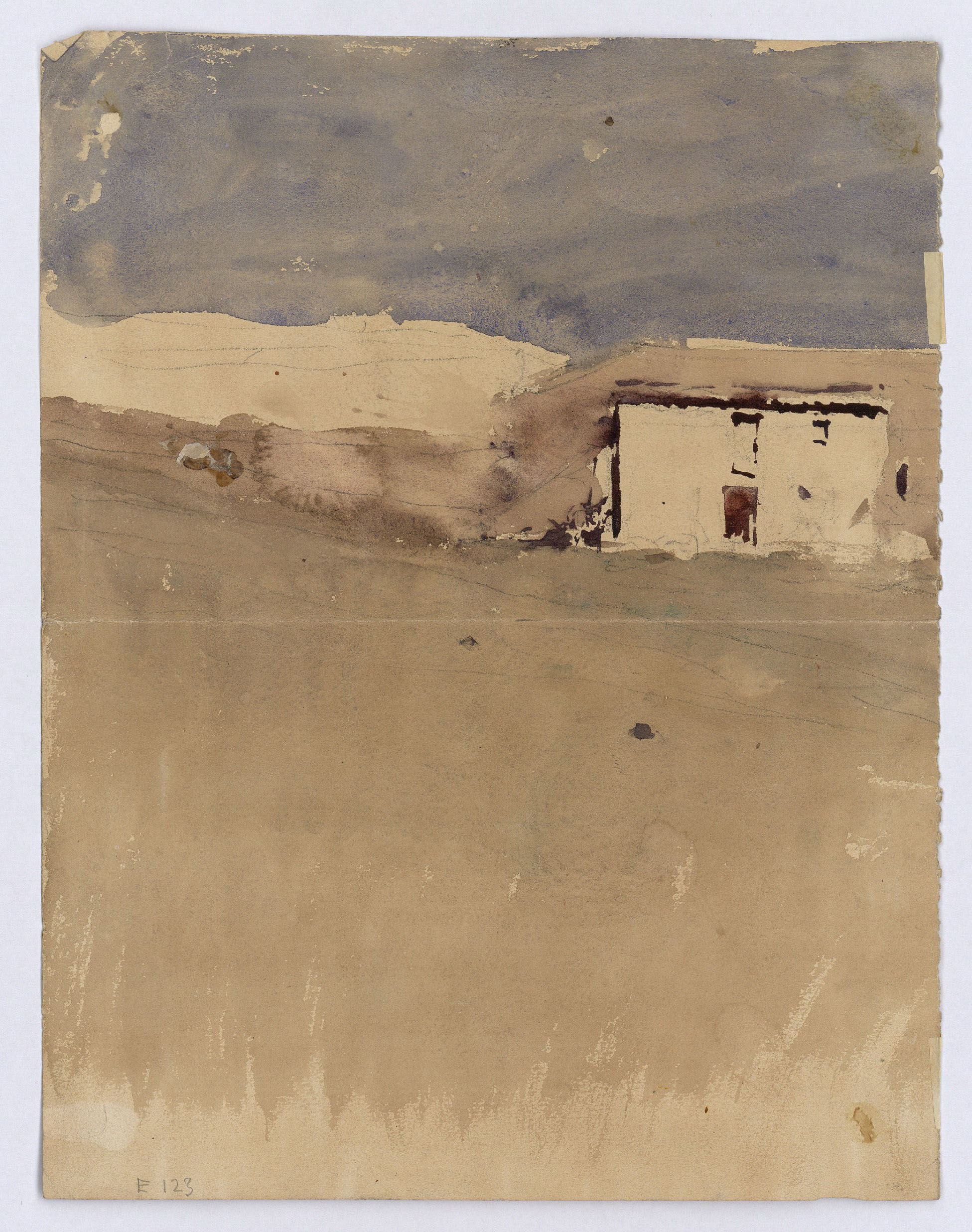 image for: Marià Fortuny - Estudi per a l'aquarel·la «Mascarada» (anvers) / Paisatge (revers) - Cap a 1868-1870 [1]