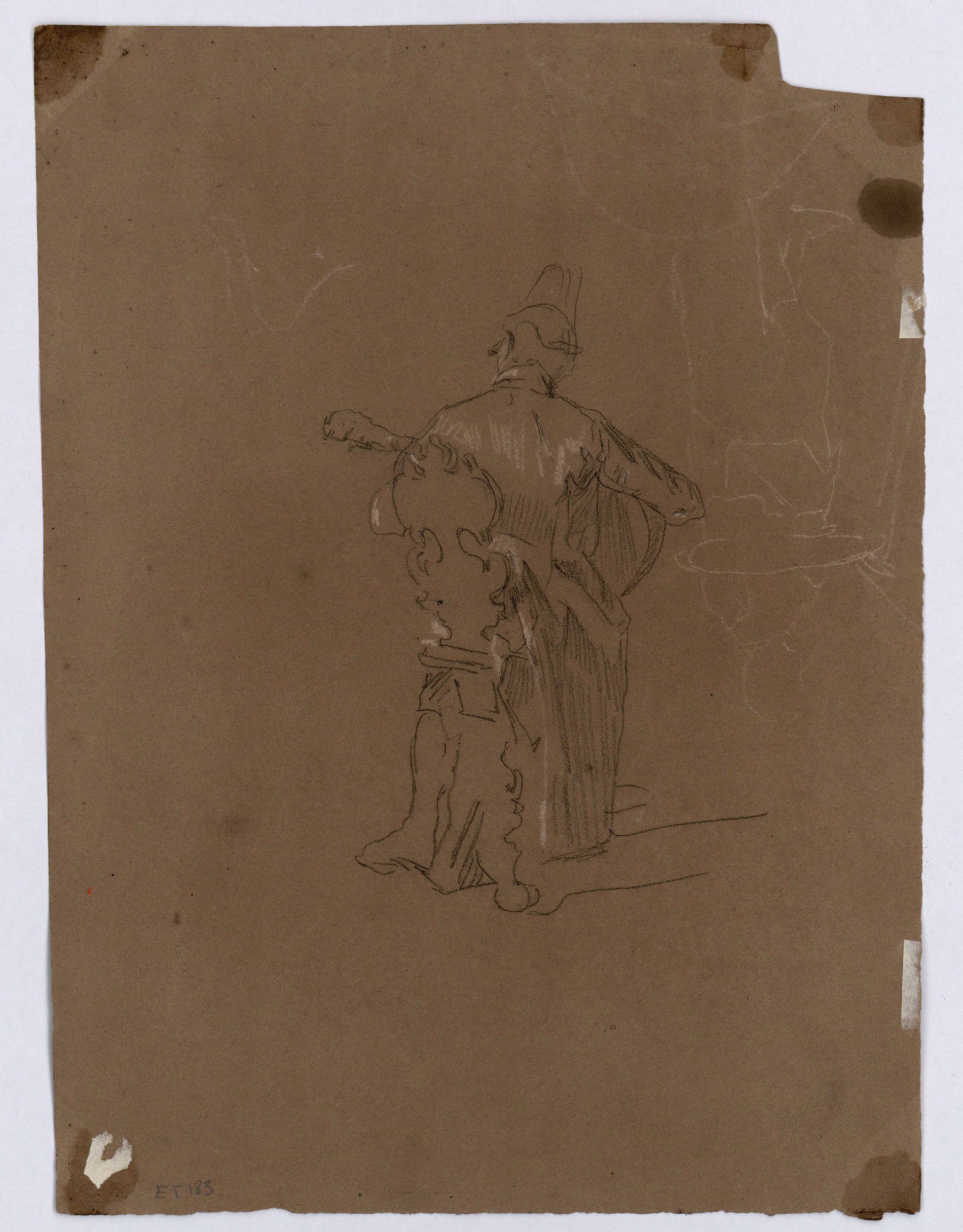 image for: Marià Fortuny - Estudi per al quadre «El col·leccionista d'estampes» (anvers) / Músic (revers) - Cap a 1863-1867 [1]