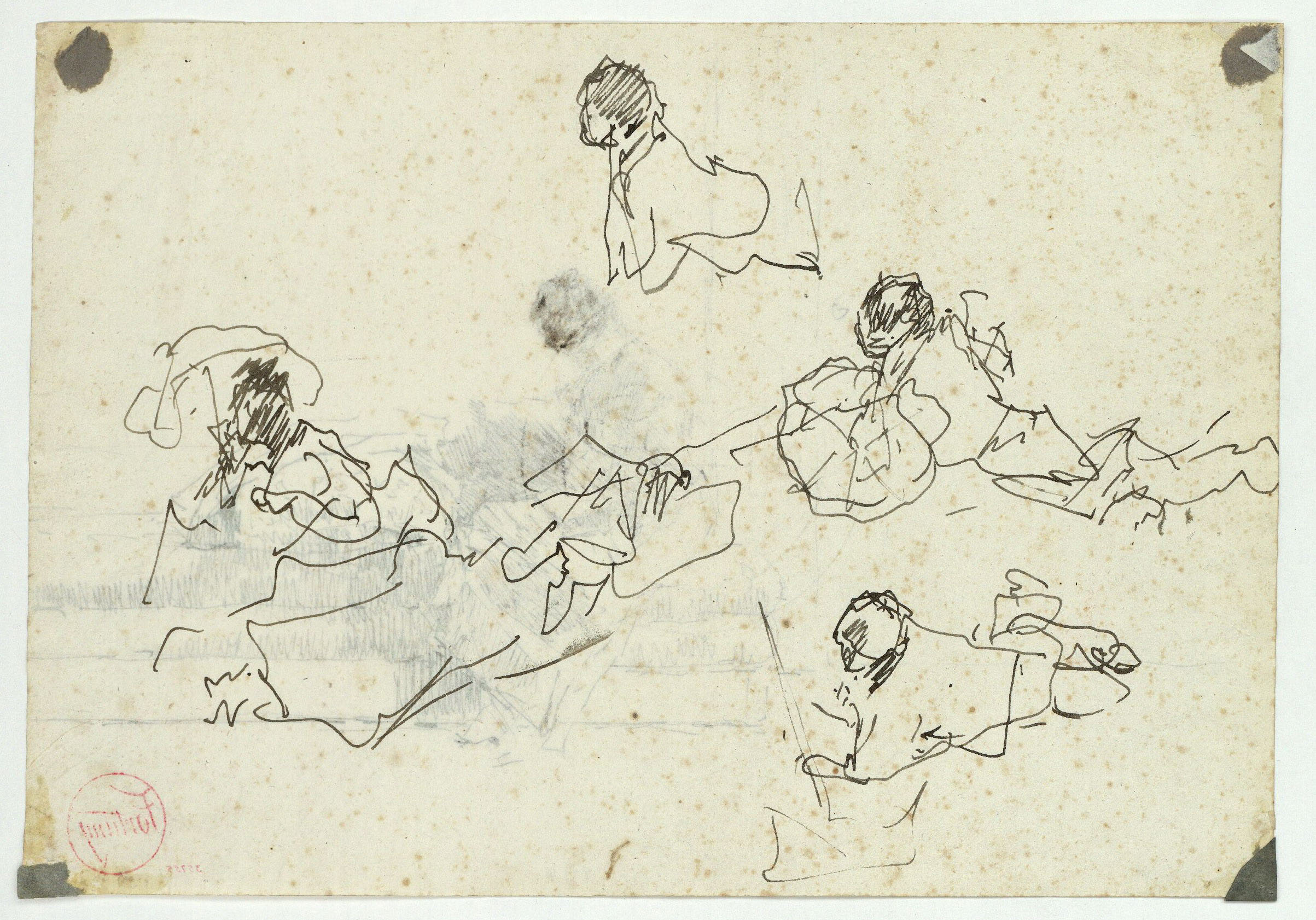 image for: Marià Fortuny - Emma Zaragoza, dona d'Agrassot, asseguda en un divan (anvers) / Estudi per al quadre «Platja de Portici» (revers) - 1874 [1]