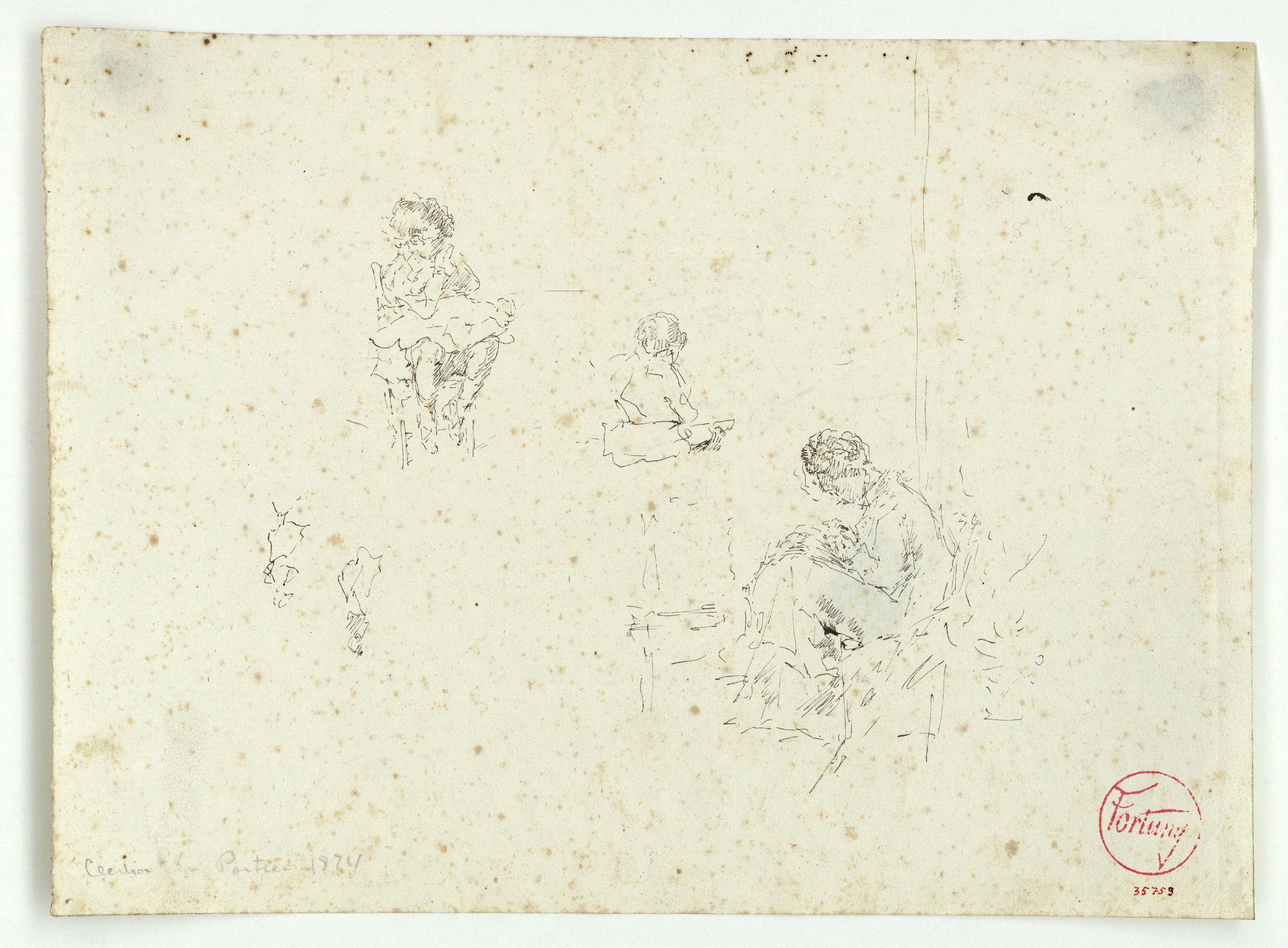 image for: Marià Fortuny - María Luisa, Mariano i Cecilia de Madrazo (anvers) / Cecilia de Madrazo (revers) - Cap a 1874