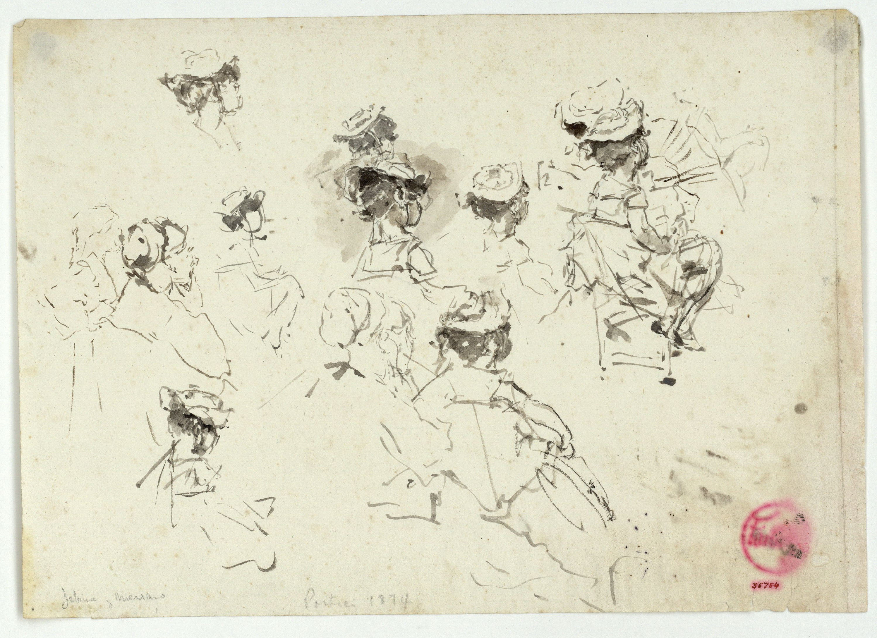 image for: Marià Fortuny - Estudi per al quadre «Platja de Portici» (anvers) / Estudi per al quadre «Platja de Portici» (revers) - Cap a 1874