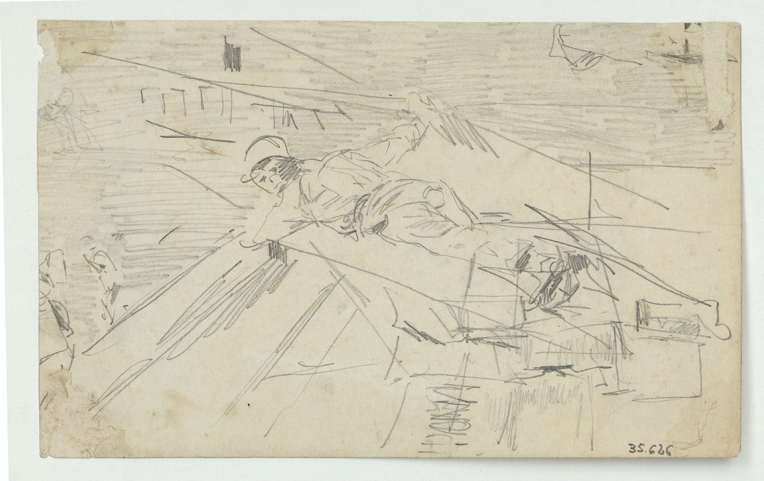 image for: Marià Fortuny - Esbós d'home ajagut (anvers) / Martín Rico y yo (revers) - Cap a 1872-1874