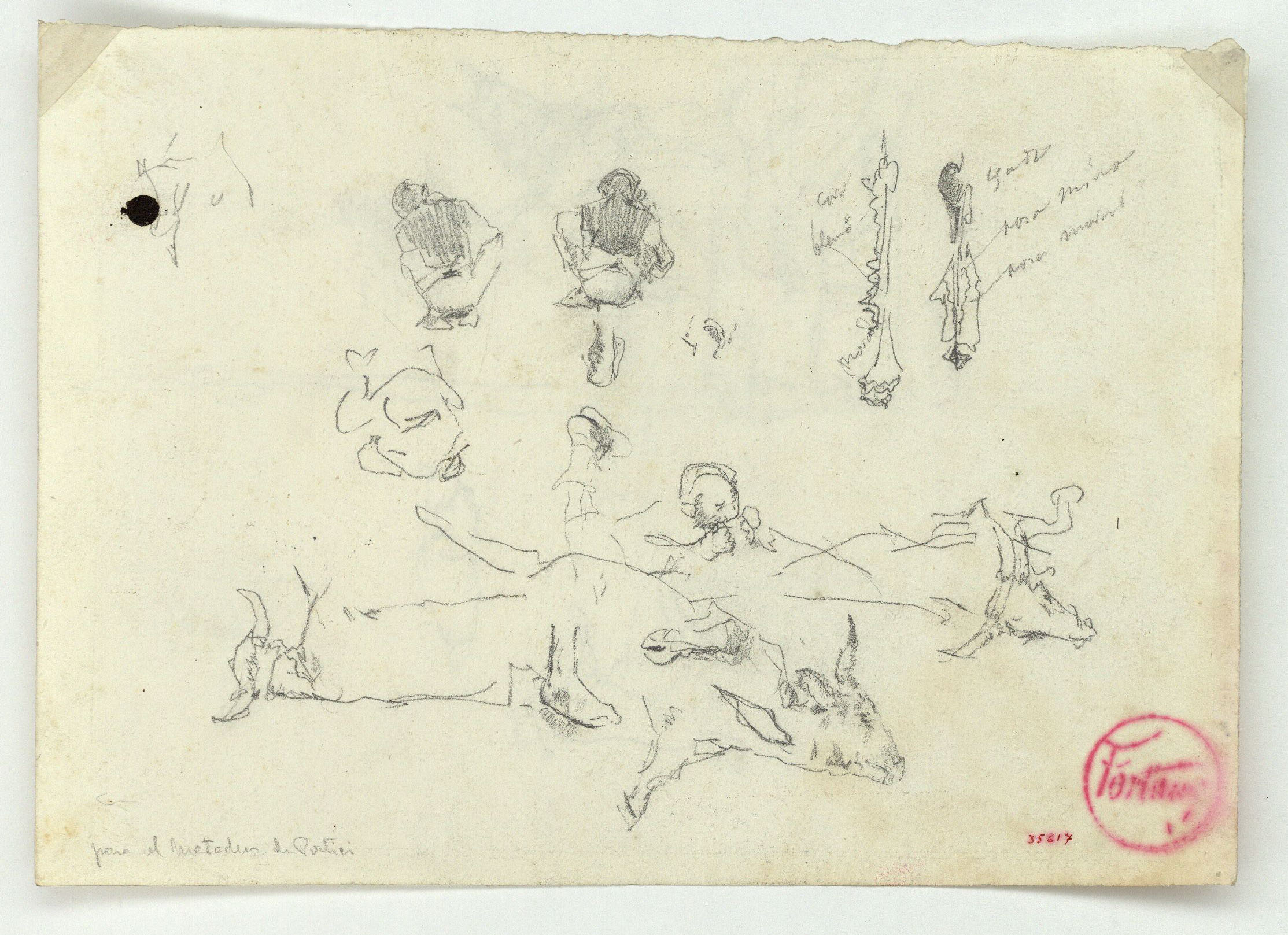 image for: Marià Fortuny - Estudi per al quadre «L'escorxador de Portici» (anvers) / Estudi per al quadre «L'escorxador de Portici» (revers) - Cap a 1874