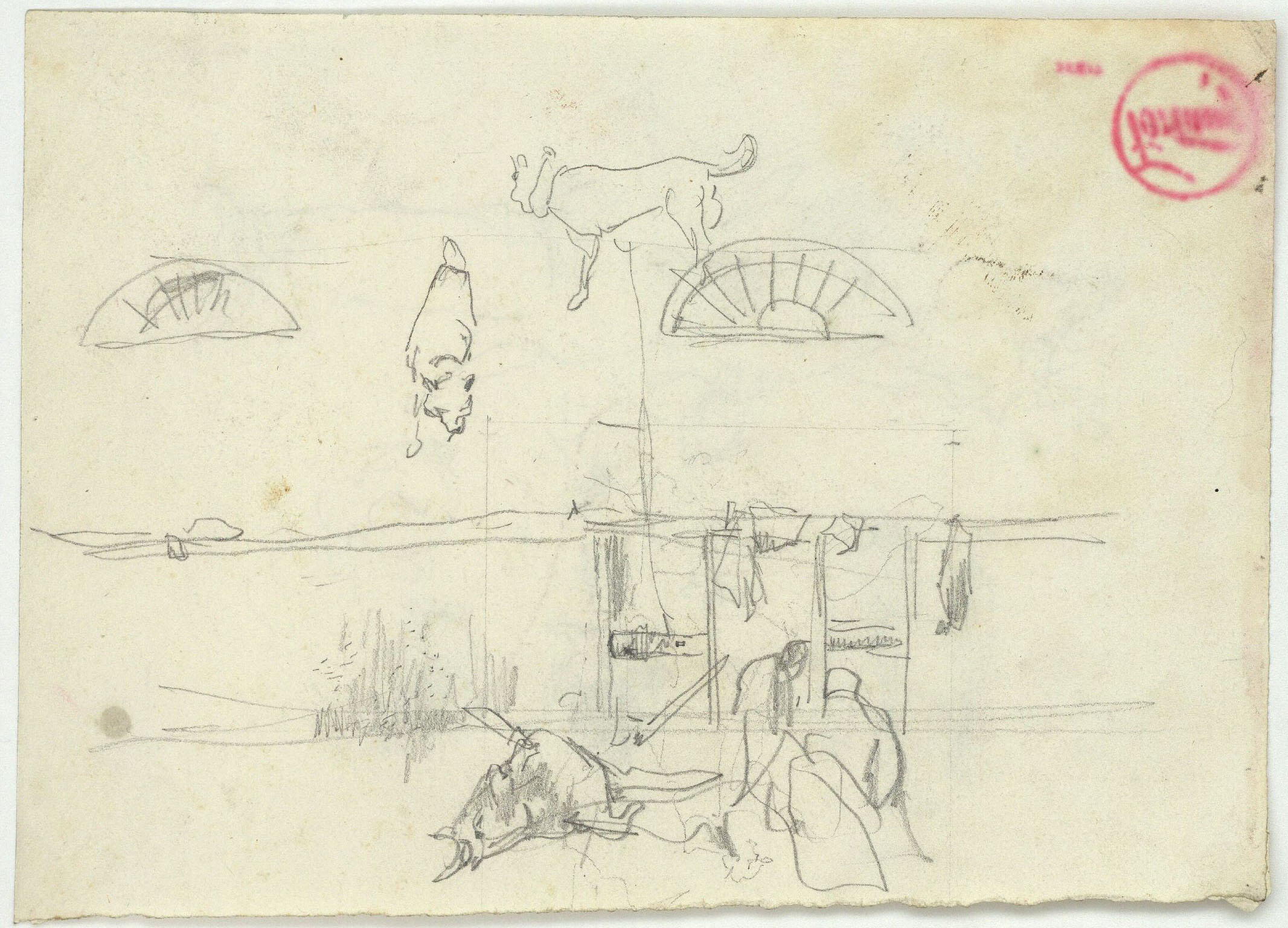 image for: Marià Fortuny - Estudi per al quadre «L'escorxador de Portici» (anvers) / Estudi per al quadre «L'escorxador de Portici» (revers) - Cap a 1874 [1]