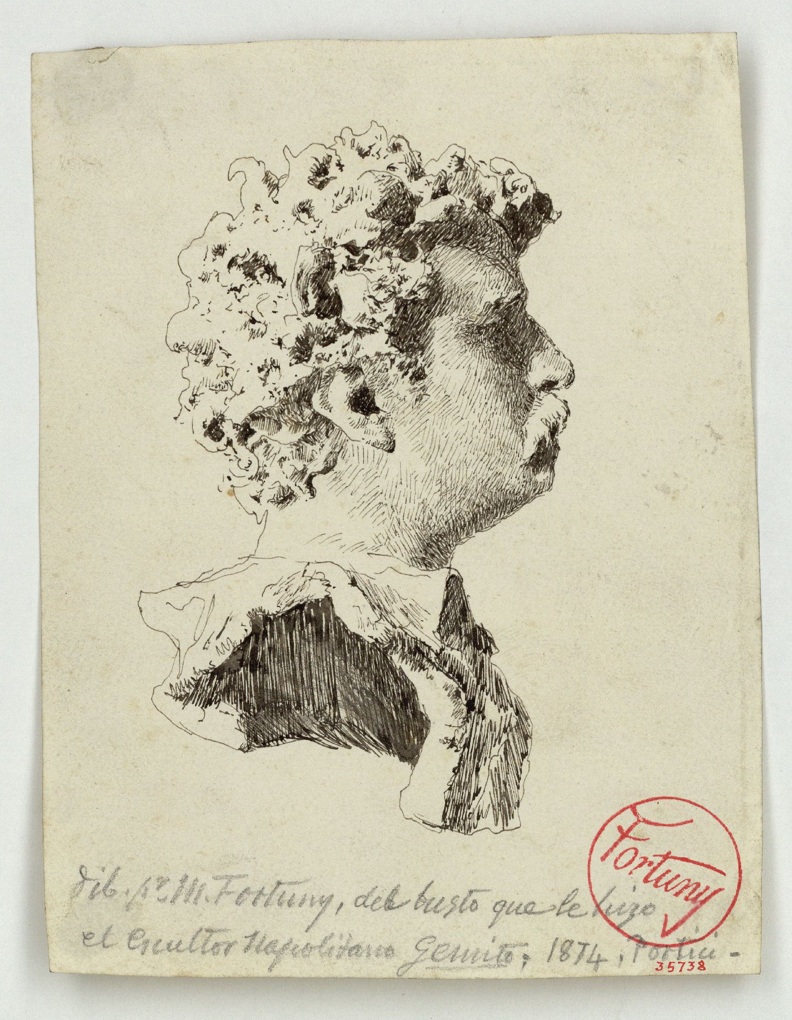 image for: Marià Fortuny - Bust de Fortuny, per Vincenzo Gemito - Cap a 1874