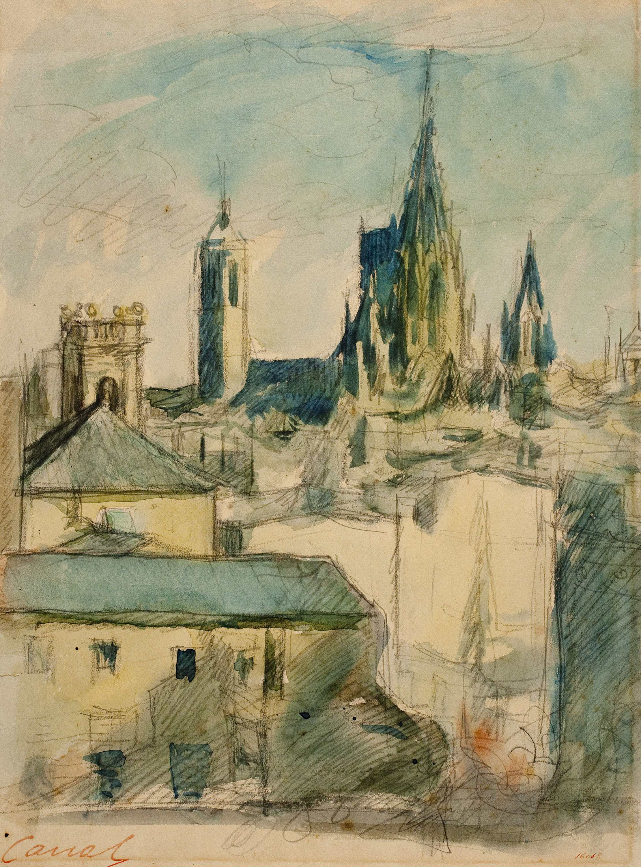 image for: Ricard Canals - Vista de Barcelona amb la catedral - Cap a 1910-1920