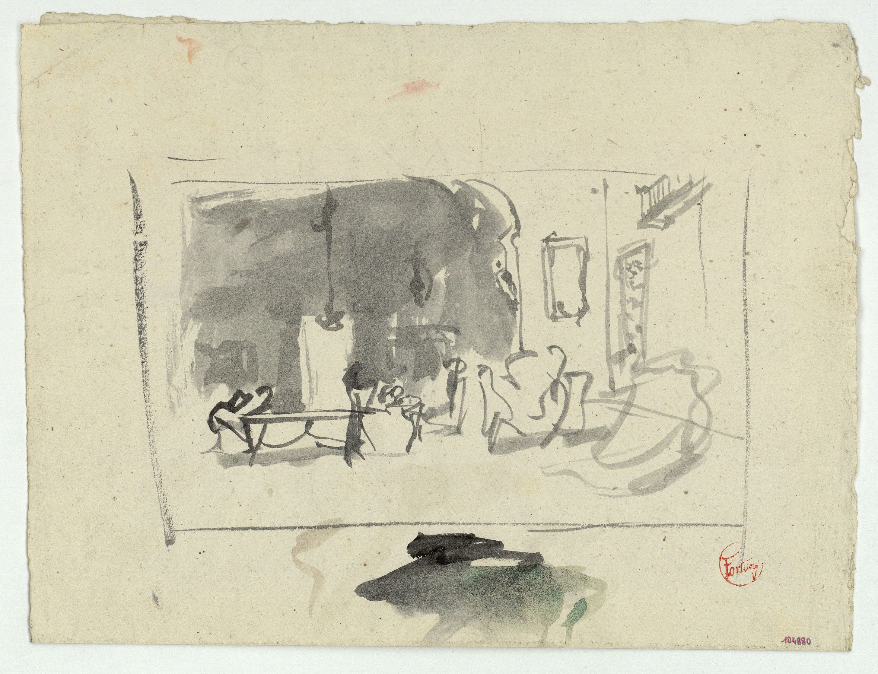 image for: Marià Fortuny - Estudi per al quadre «La vicaria» (anvers) / Esbós de figura masculina (revers) - Cap a 1868-1870