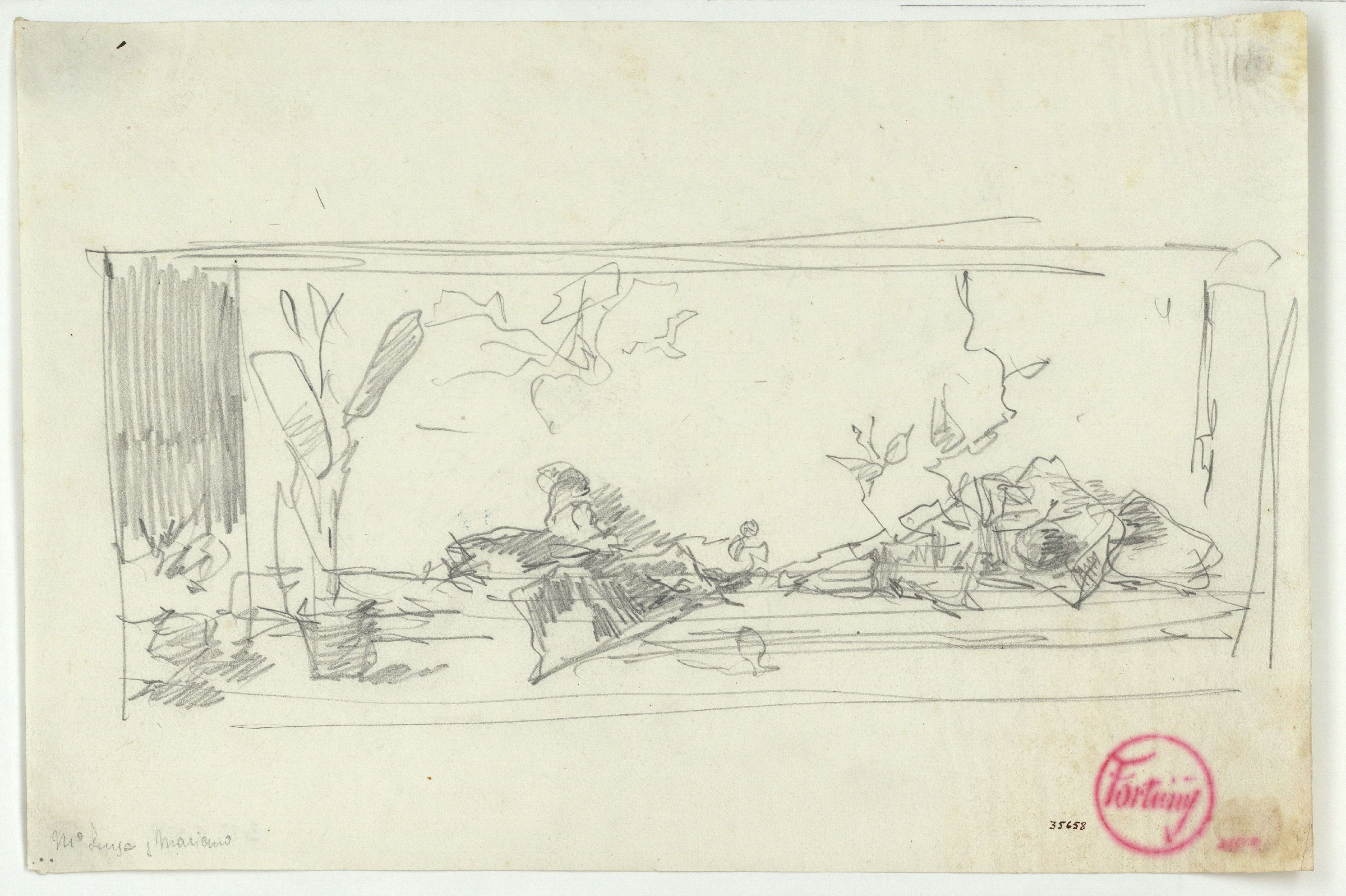 image for: Marià Fortuny - Estudi per al quadre «Els fills del pintor en un saló japonès» - Cap a 1874