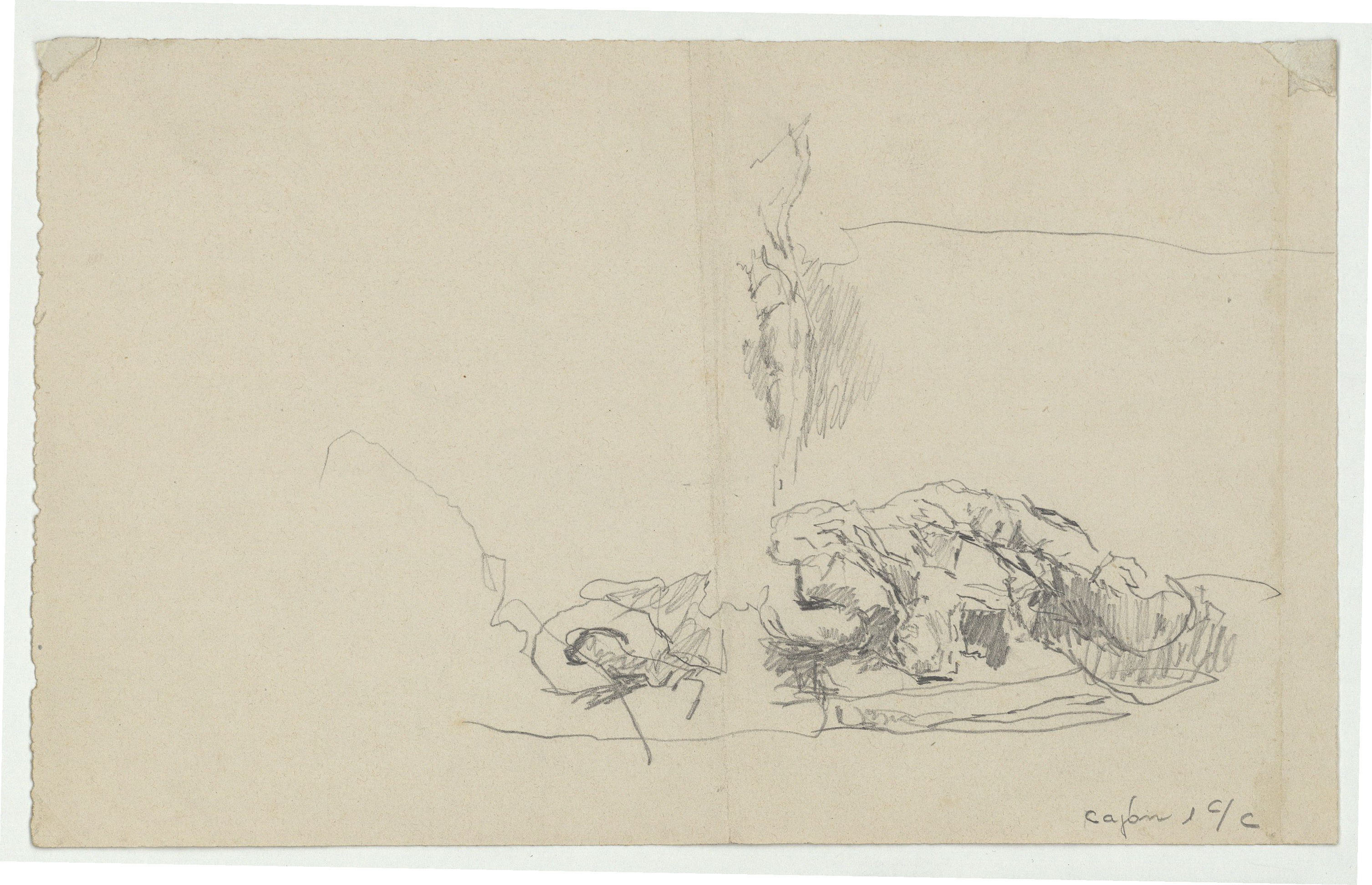 image for: Marià Fortuny - En el tren de Nápoles a Roma (anvers) / Esbós d'home ajagut (revers) - 1874 [1]