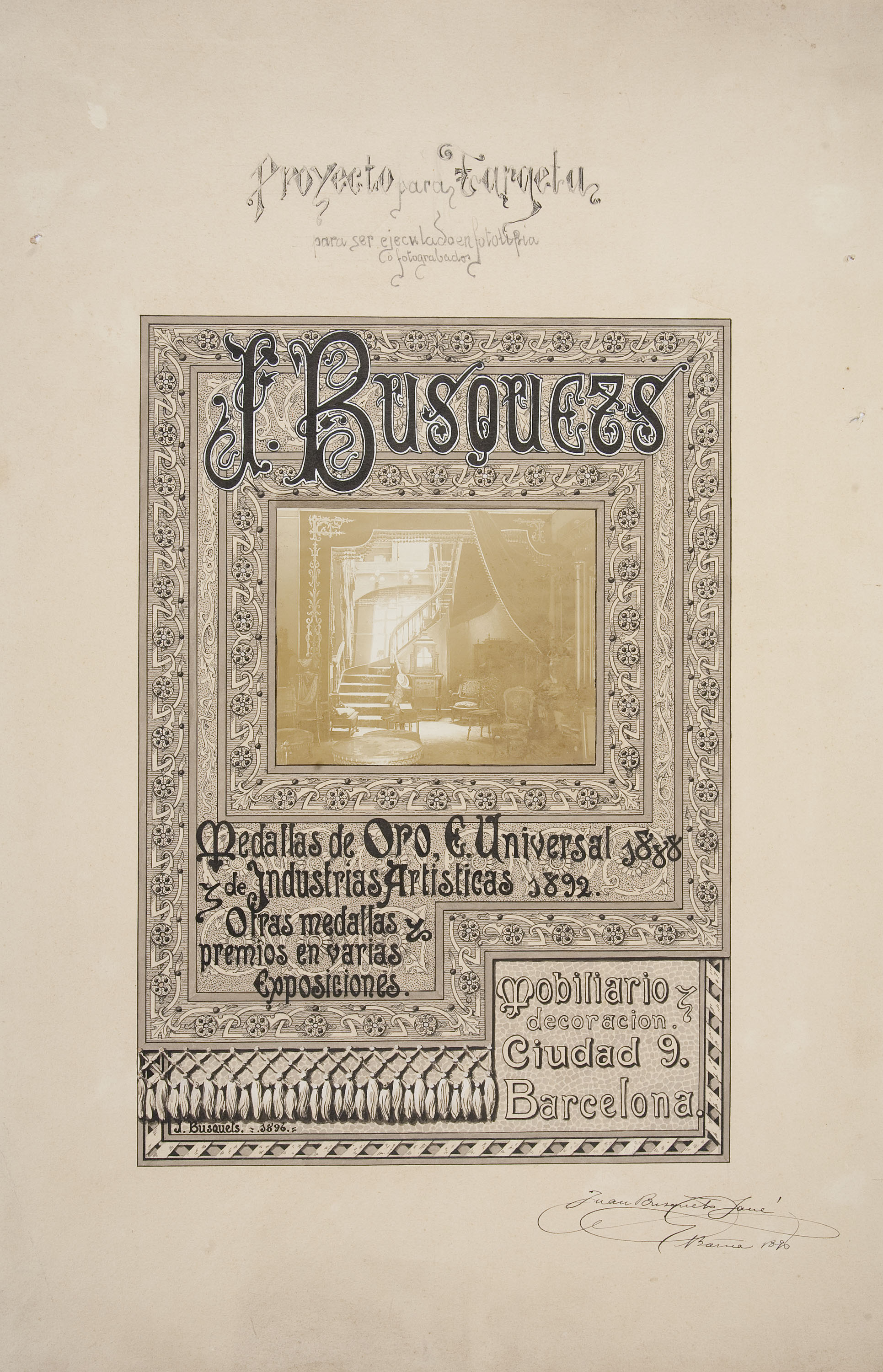 image for: Joan Busquets - Targeta comercial de J. Busquets - 1896