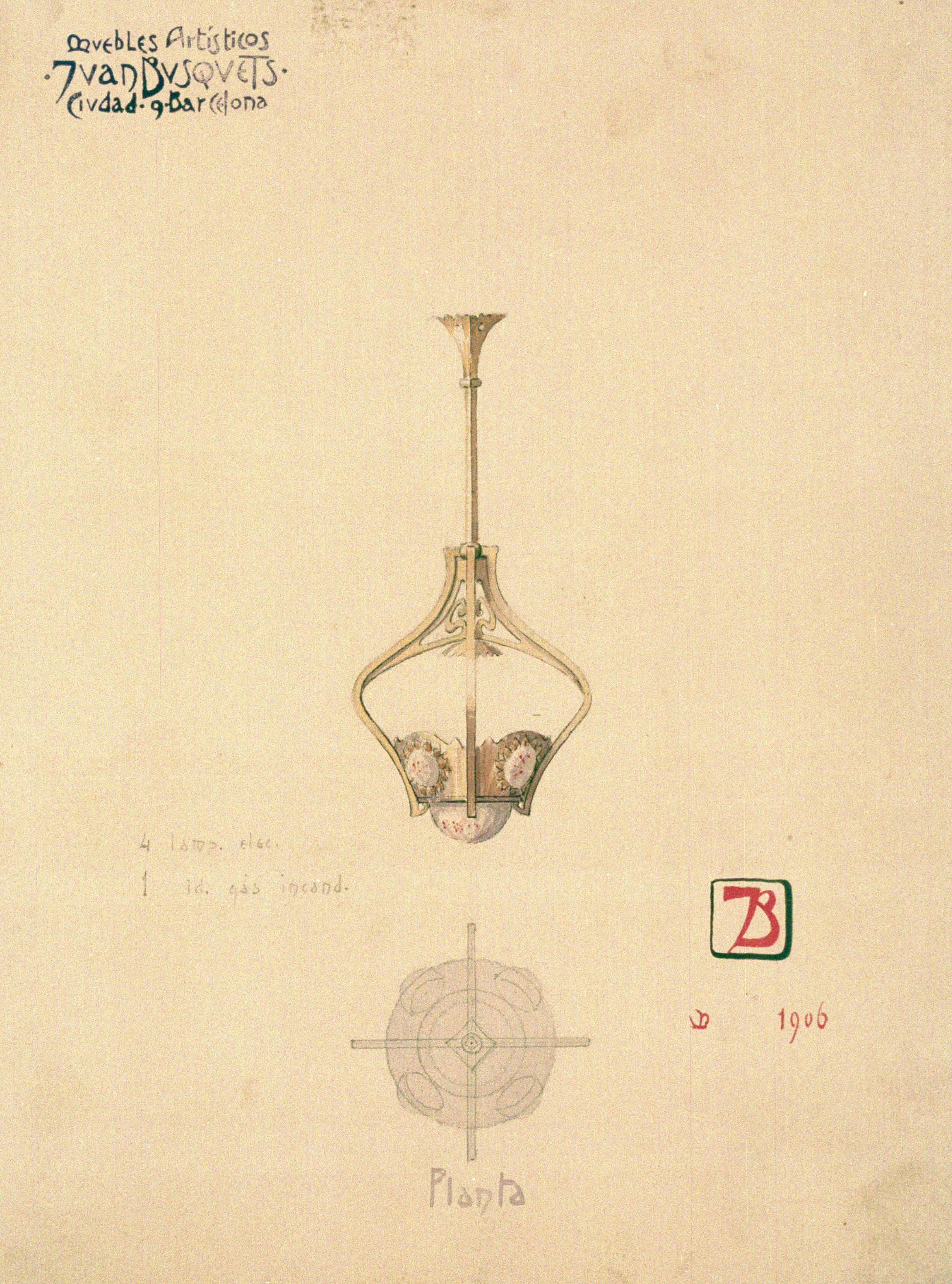image for: Joan Busquets - Llum, vista frontal i de secció - 1906
