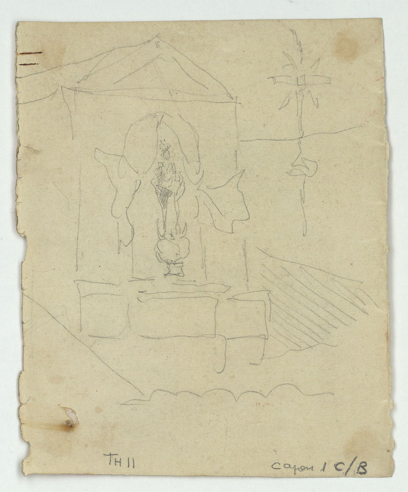 image for: Marià Fortuny - Parella asseguda i figures en una llotja (anvers) / Esbós d'altar (revers) - Cap a 1863-1867 [1]