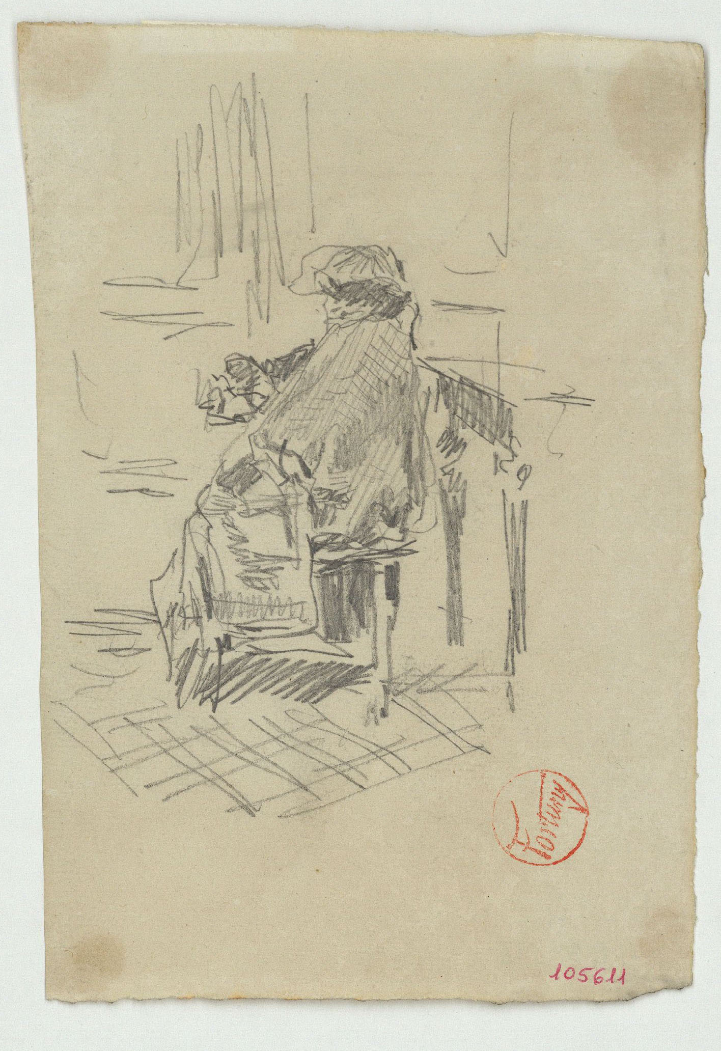 image for: Marià Fortuny - Esbós de figura femenina asseguda - Cap a 1863-1870