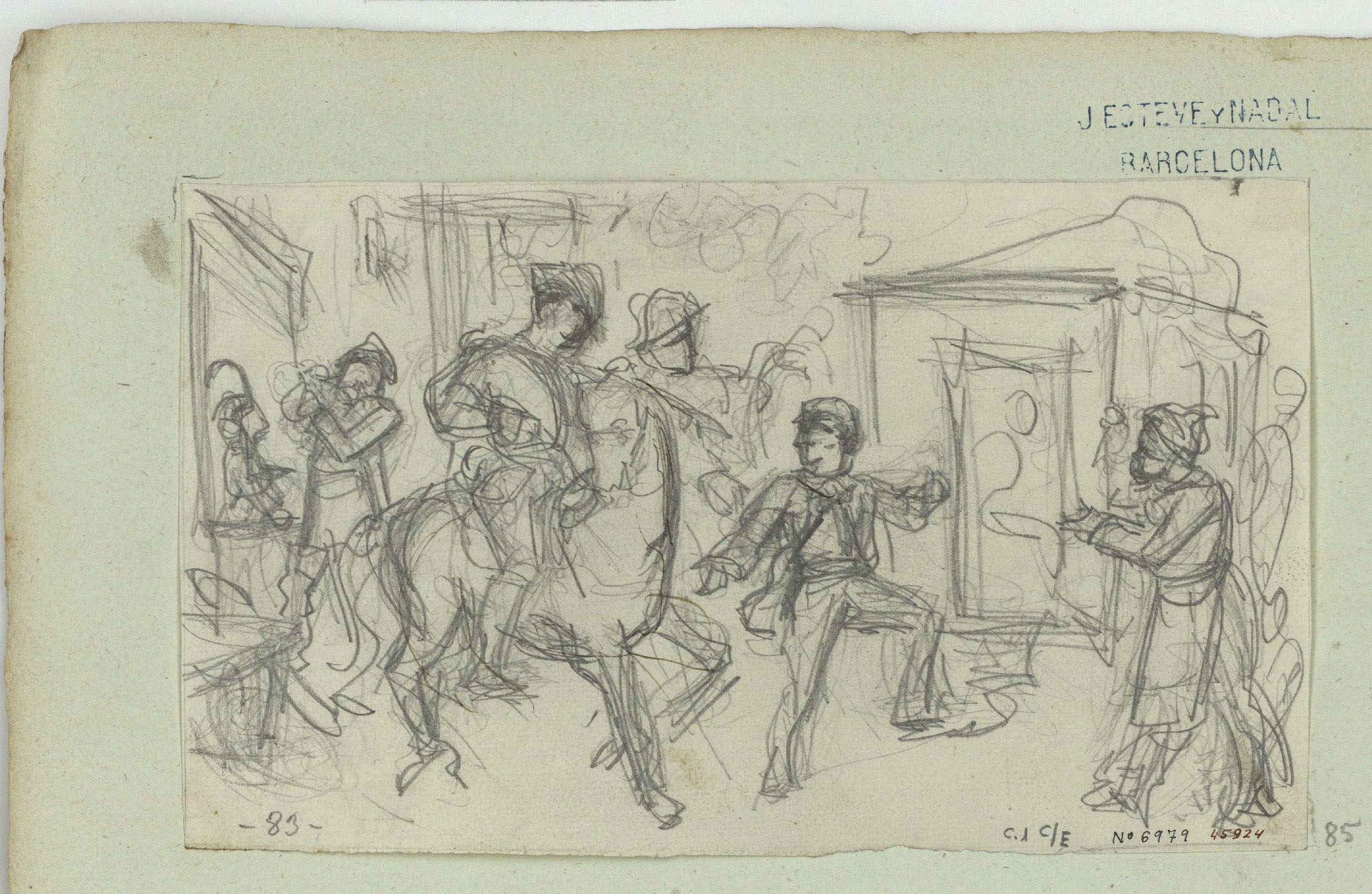 image for: Marià Fortuny - Escena de càrrega policial - Cap a 1856-1858