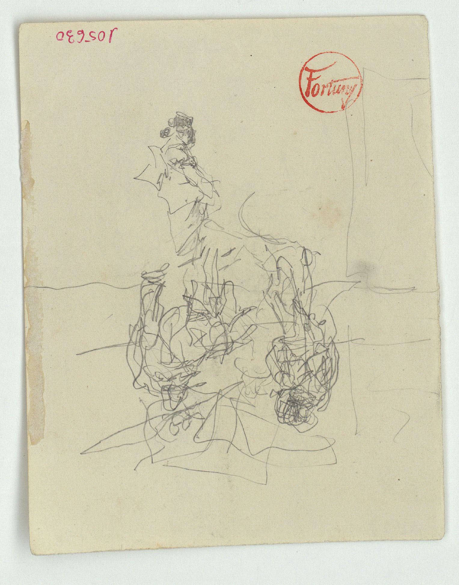 image for: Marià Fortuny - Croquis de figures (anvers) / Croquis de figures masculines (revers) - Cap a 1867-1872