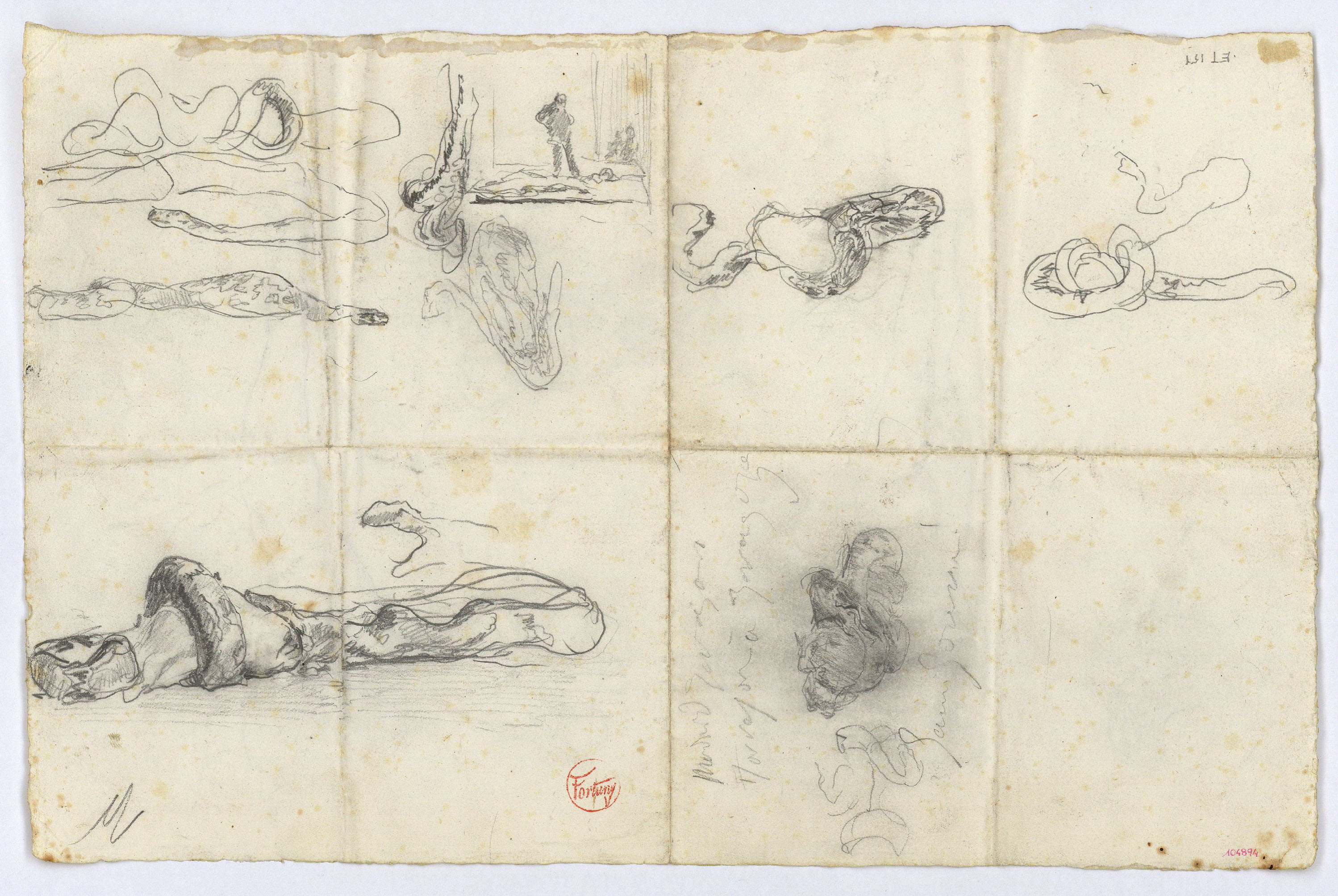 image for: Marià Fortuny - Estudi per al quadre «L'encantador de serps» (anvers) / Estudi per al quadre «L'elecció de la model» (revers) - Cap a 1869