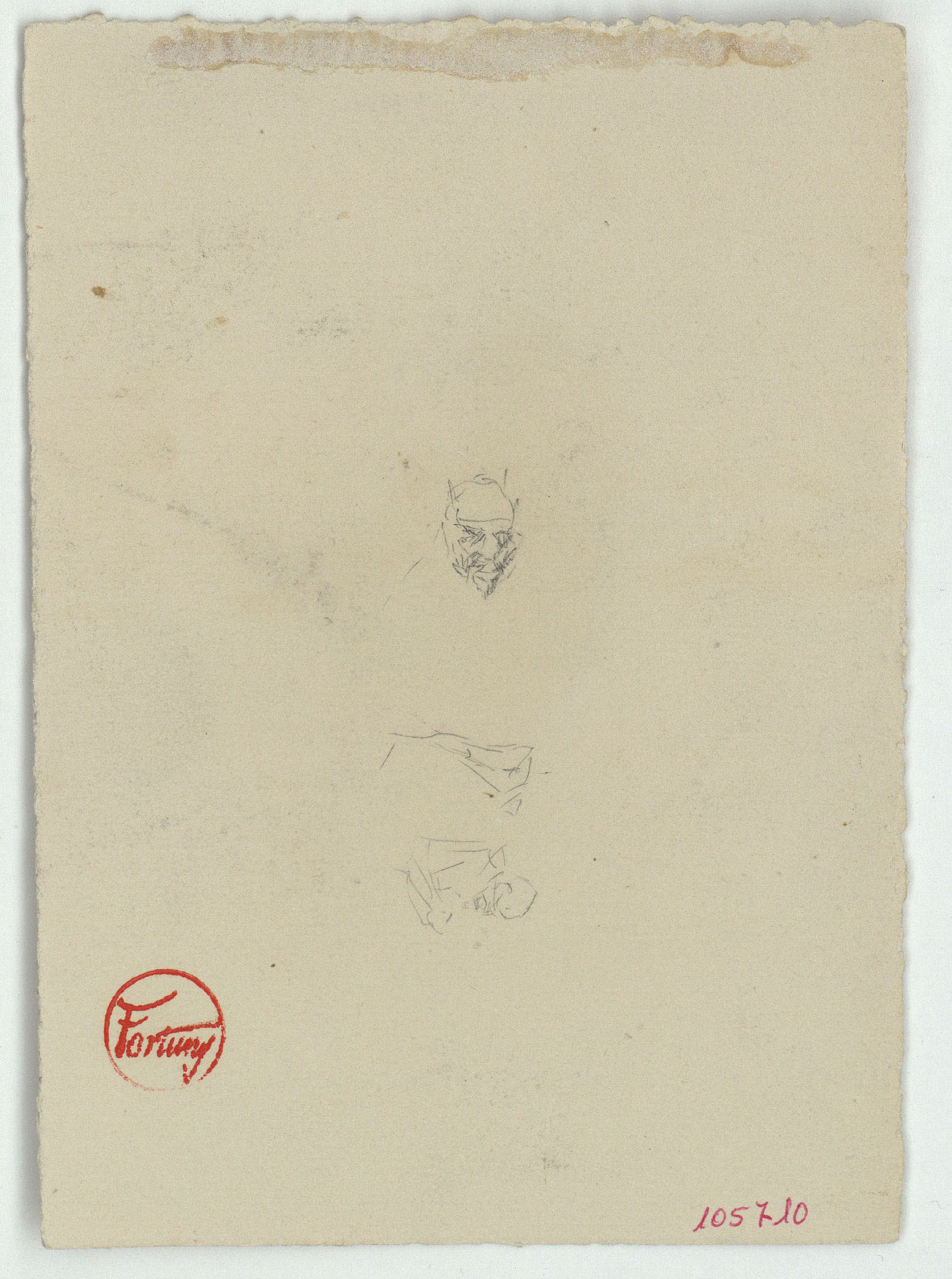 image for: Marià Fortuny - Apunt d'un cap de marroquí i croquis inconcrets (anvers) / Marroquí (revers) - Cap a 1860-1862