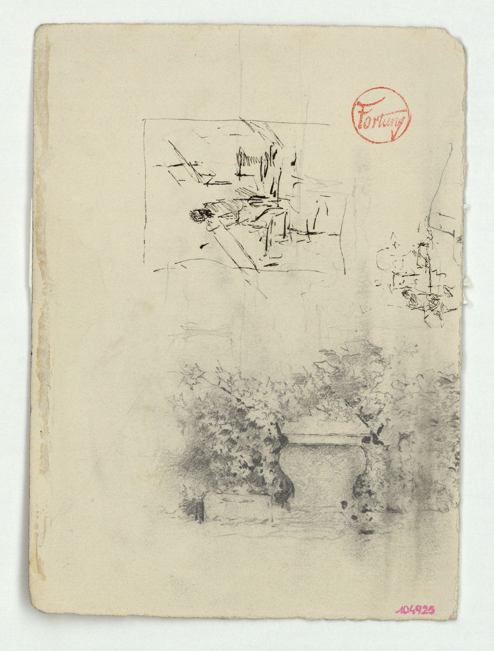 image for: Marià Fortuny - Estudi per al quadre «El jardí dels poetes» (anvers) / Estudi per al quadre «El jardí dels poetes» (revers) - Cap a 1871