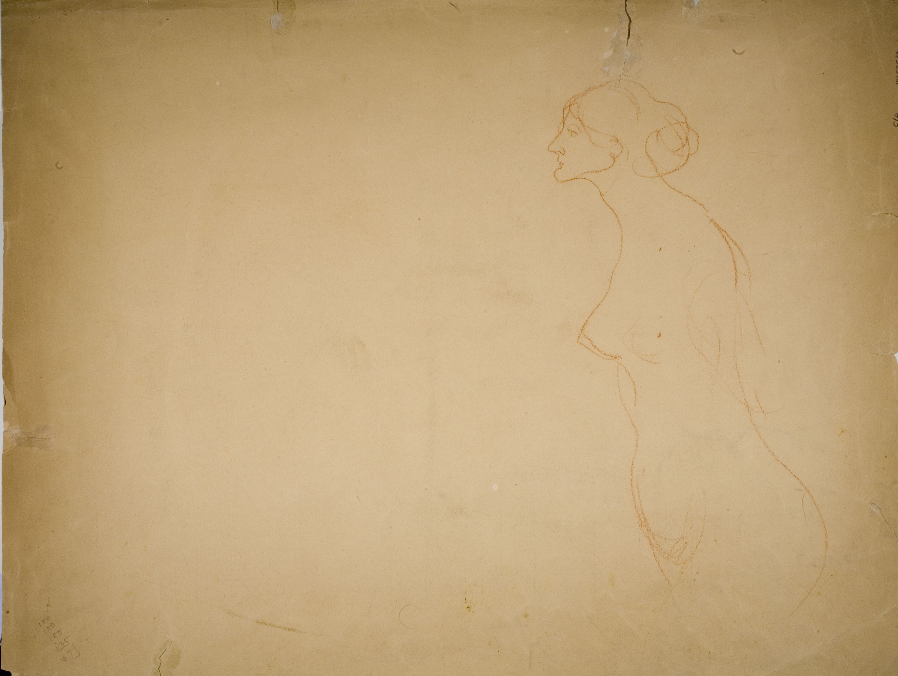 image for: Isidre Nonell - Bust de dona (anvers) / Nu femení (revers) - Cap a 1906-1911 [1]