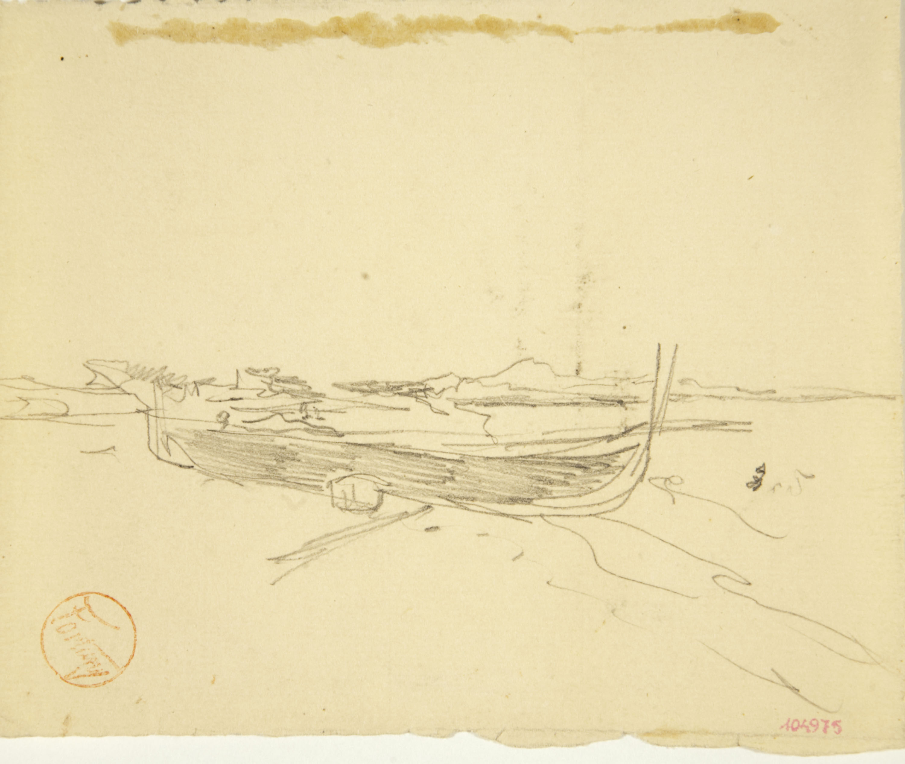 image for: Marià Fortuny - Estudi per al quadre «Platja de Portici» (anvers) / Home amb cavall (revers) - Cap a 1874