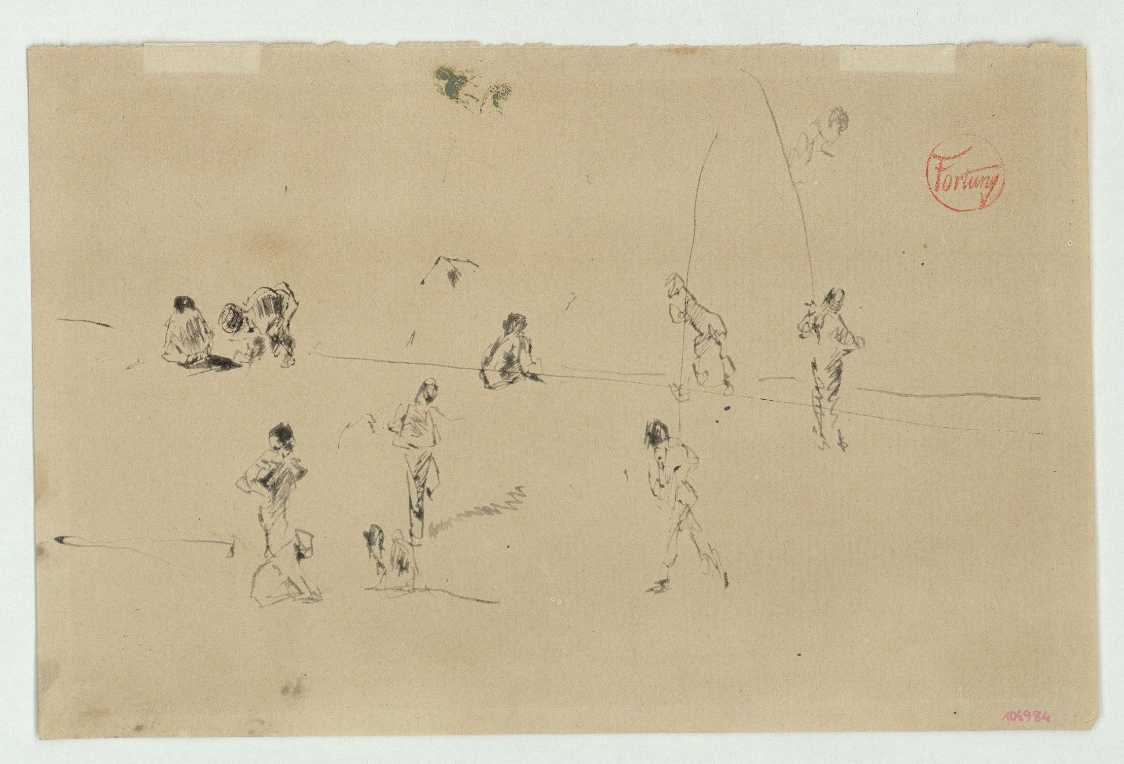 image for: Marià Fortuny - Estudi de figures a la platja - Cap a 1874