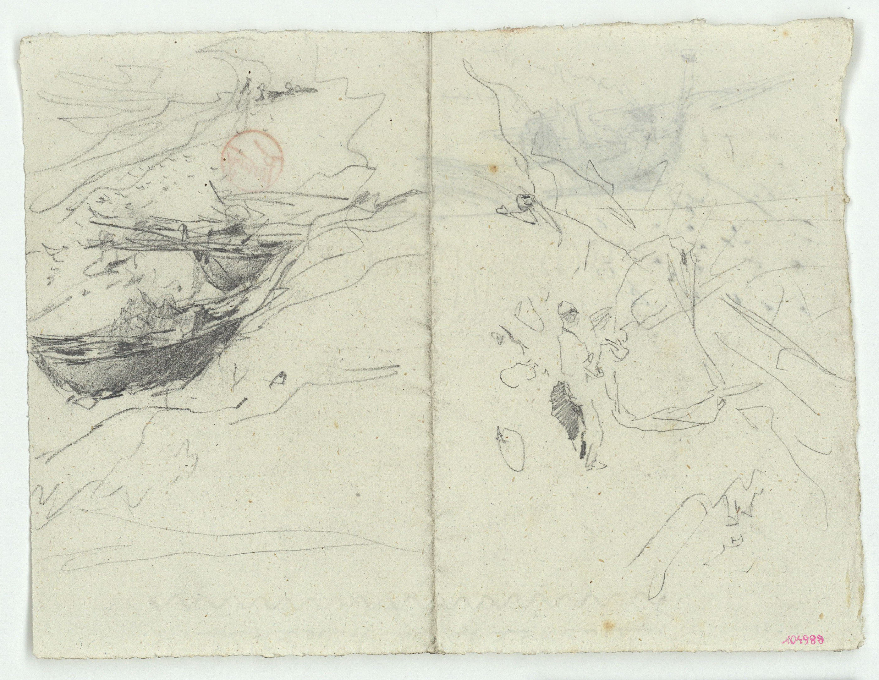 image for: Marià Fortuny - Estudi per al quadre «Platja de Portici» [?] (anvers) / Estudi per al quadre «Platja de Portici» [?] (revers) - Cap a 1874