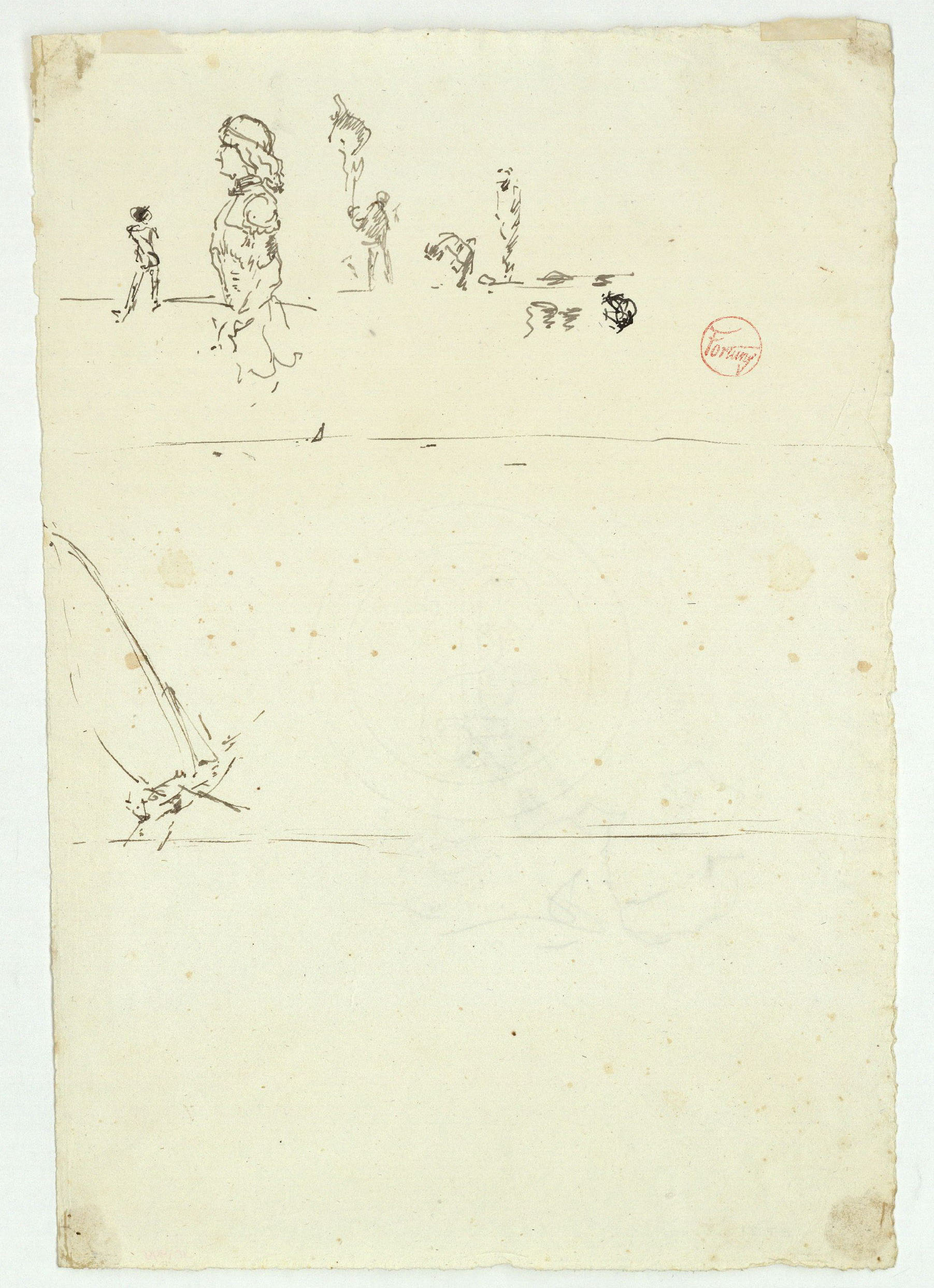 image for: Marià Fortuny - Esbós de figures i de barca (anvers) / Estudi per al quadre «Platja de Portici» (revers) - Cap a 1870-1874