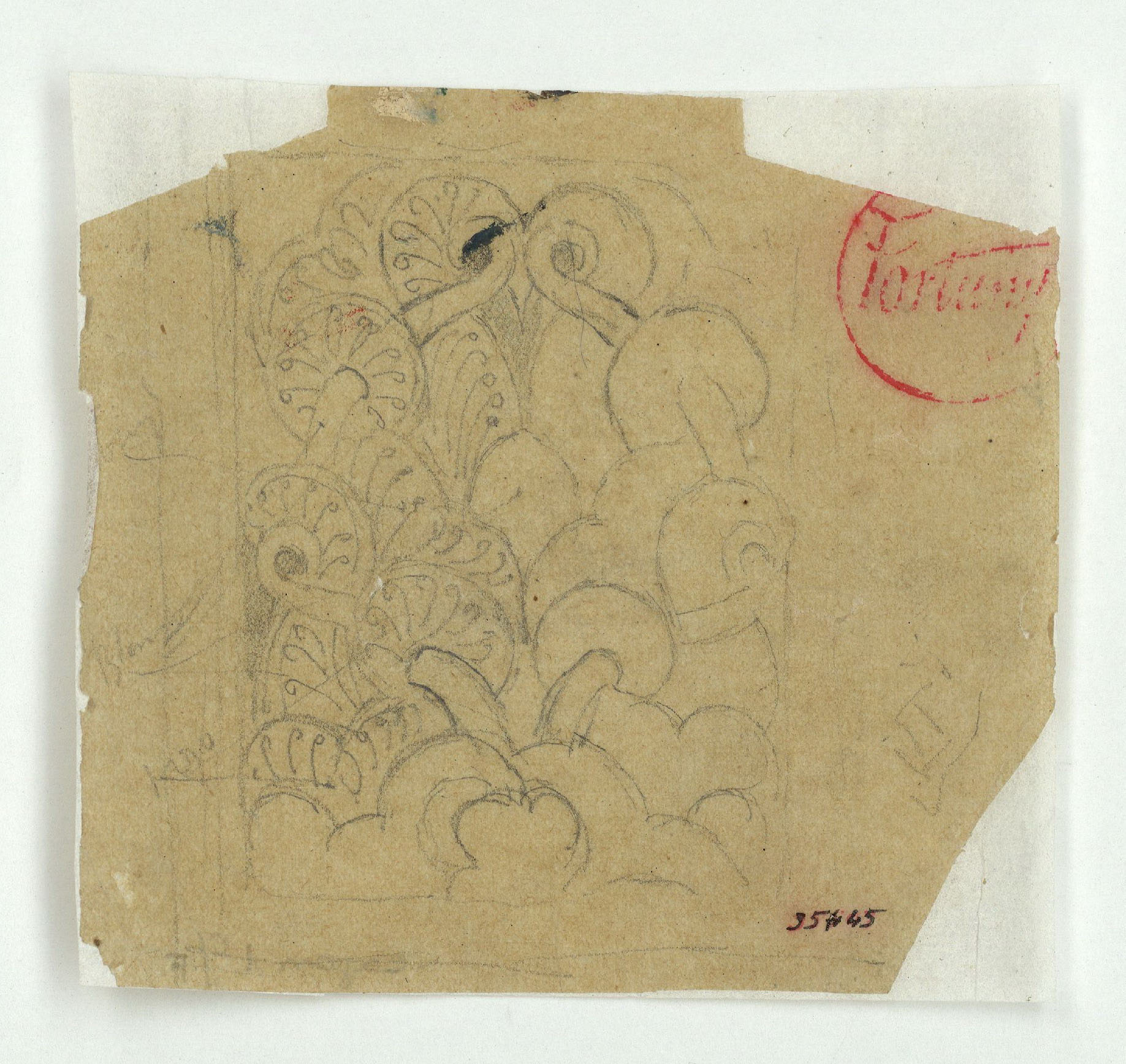 image for: Marià Fortuny - Calc d'un motiu ornamental - Cap a 1870-1872