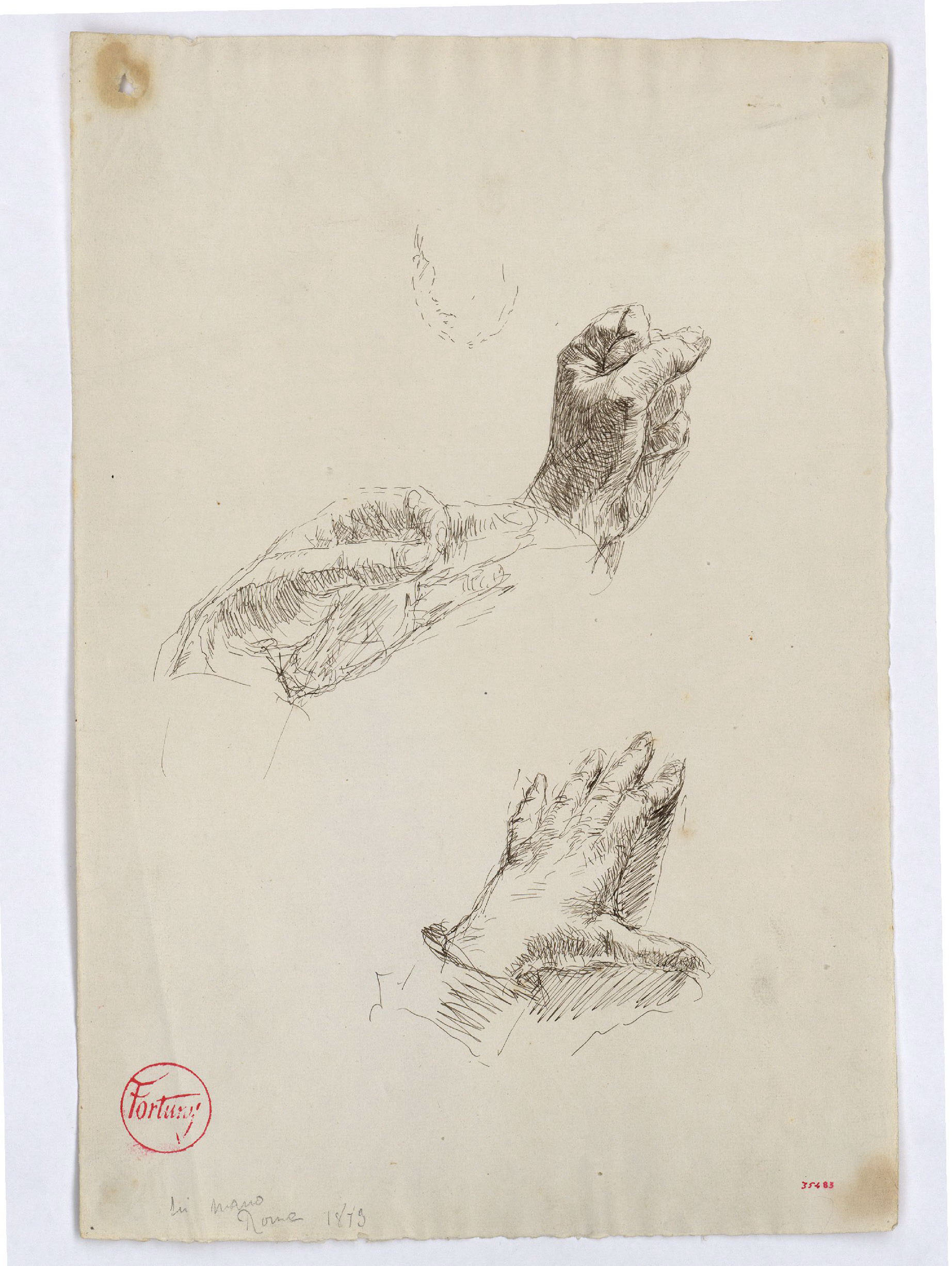 image for: Marià Fortuny - Estudis de la mà esquerra de l'artista - Cap a 1873