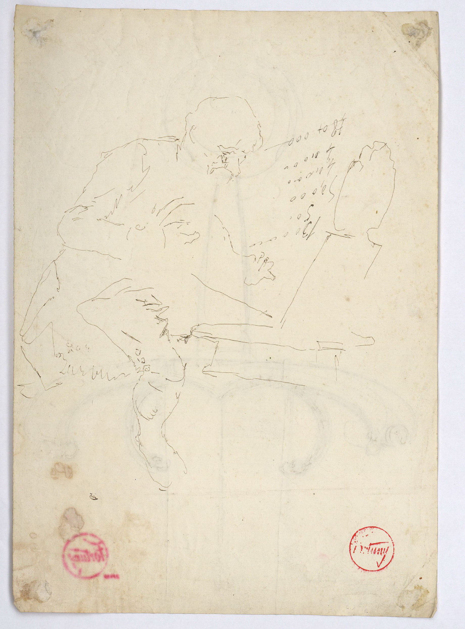 image for: Marià Fortuny - Pom d'espasa (anvers) / Estudi per al quadre «El col·leccionista d'estampes» (revers) - Cap a 1870-1872 [1]