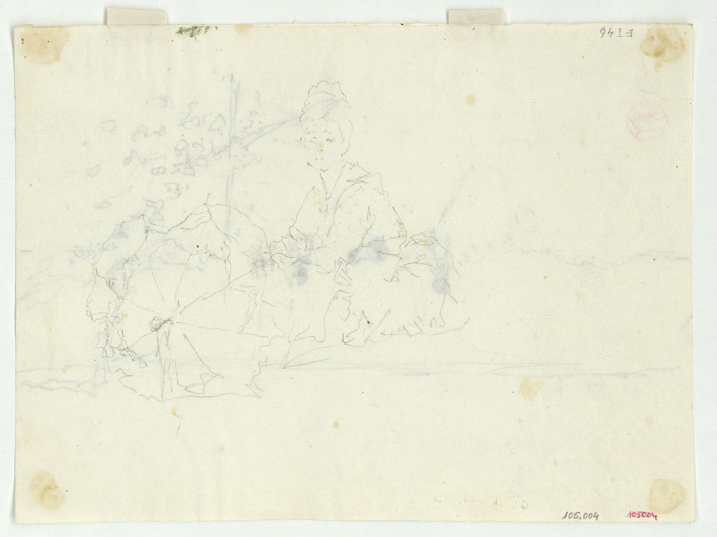 image for: Marià Fortuny - Estudi per al quadre «Platja de Portici» (anvers) / Esbós de nens a la platja (revers) - Cap a 1874