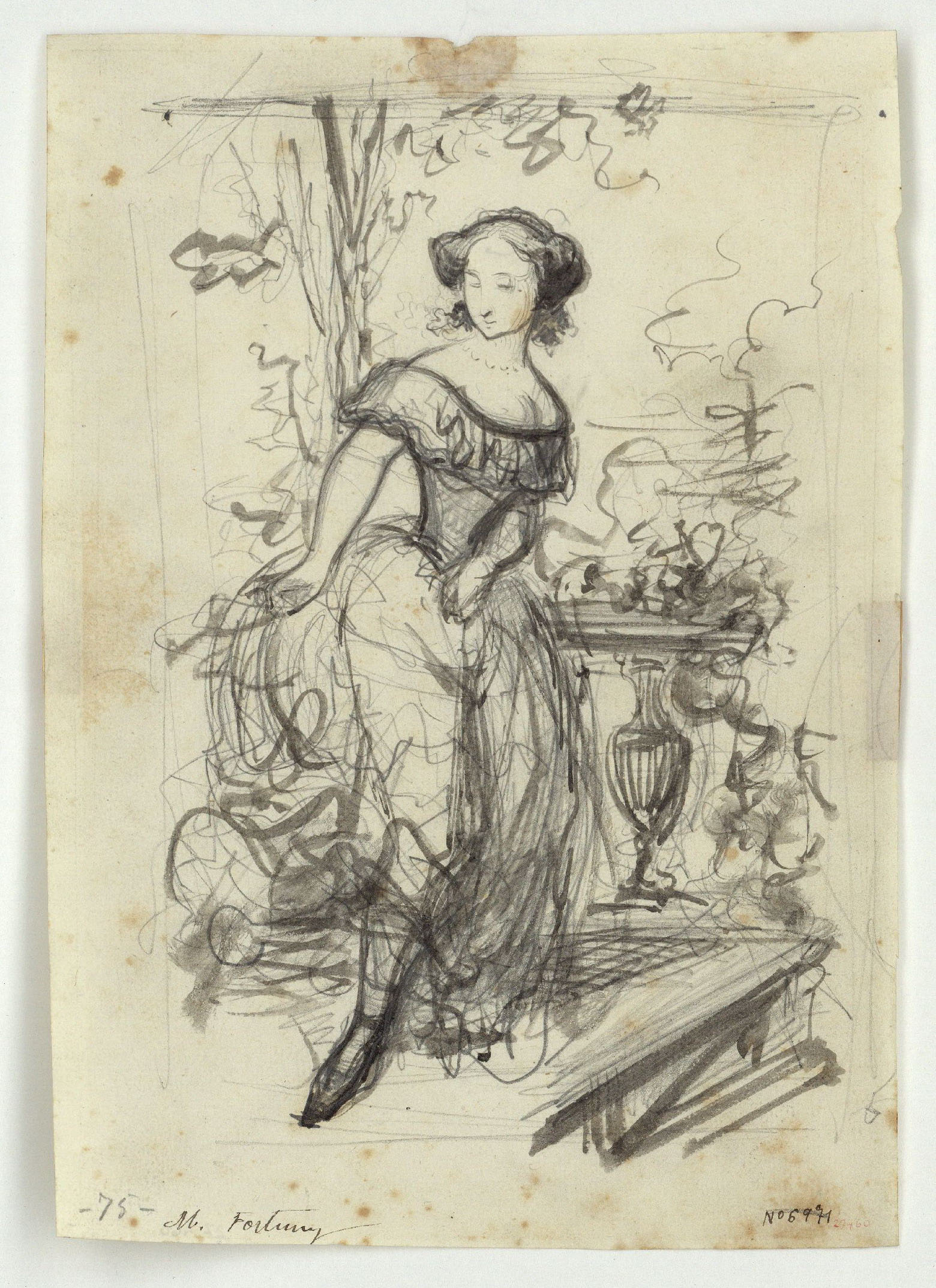 image for: Marià Fortuny - Blanca. Il·lustració per a la novel·la «El mendigo hipócrita» d'Alexandre Dumas (fill) - Cap a 1856-1857