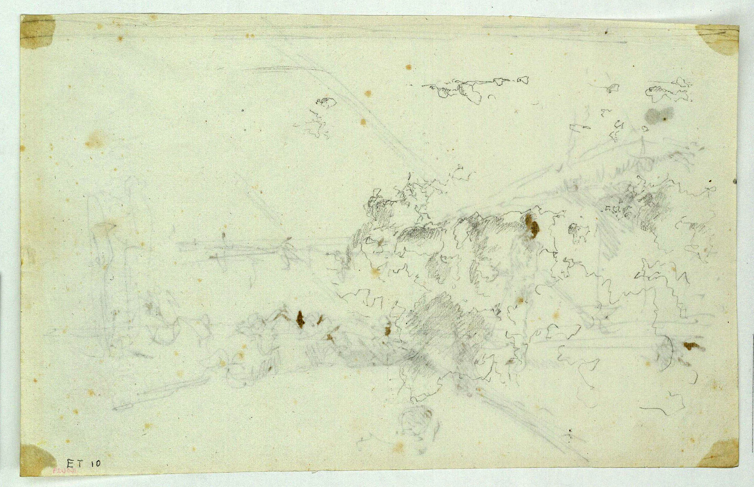 image for: Marià Fortuny - Estudi per al quadre «L'escorxador de Portici» (anvers) / Núvols (revers) - Cap a 1874 [1]