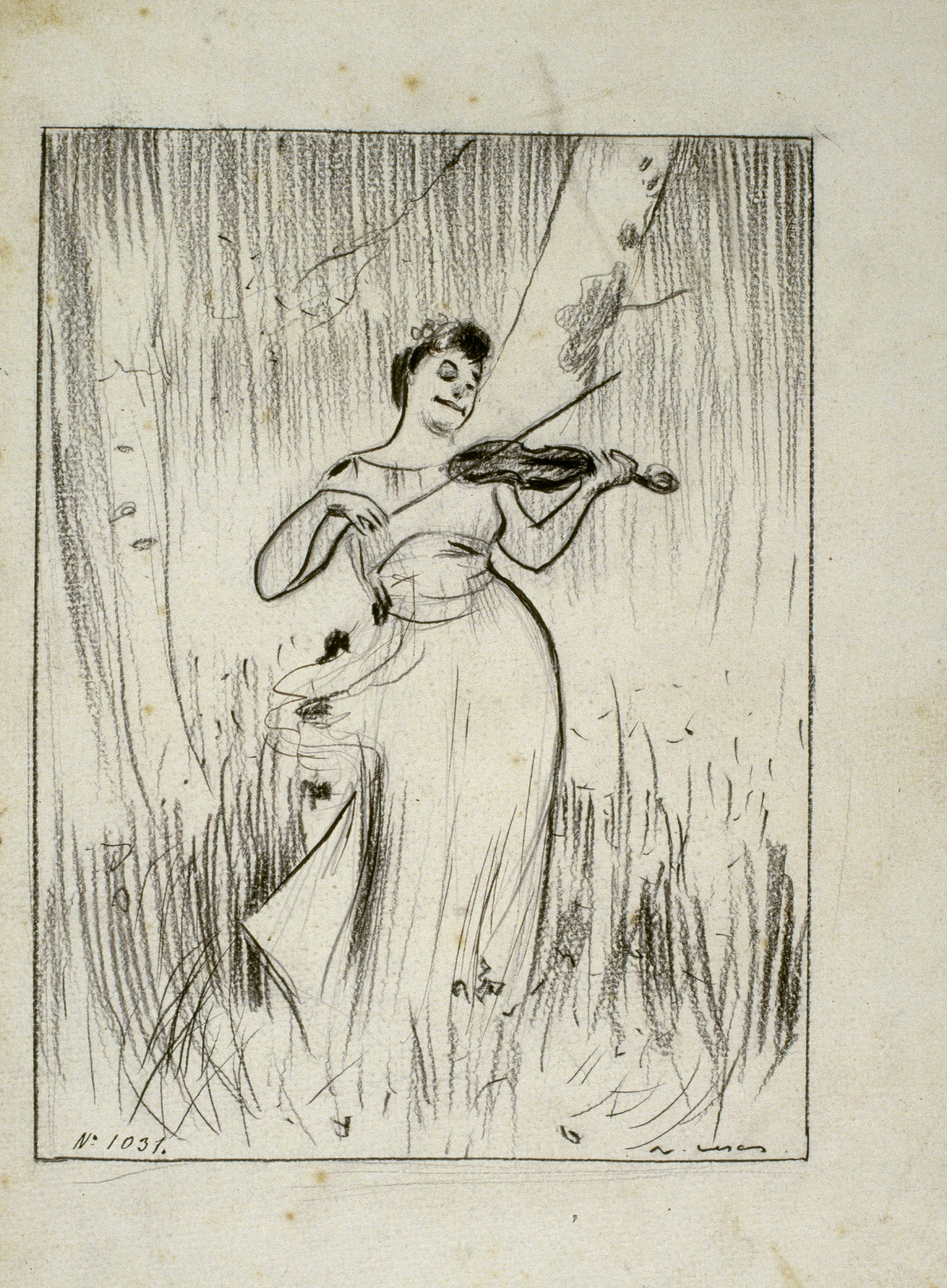 image for: Ramon Casas - Caricatura del quadre «Harmonies del bosc», de Josep Maria Tamburini - Cap a 1896