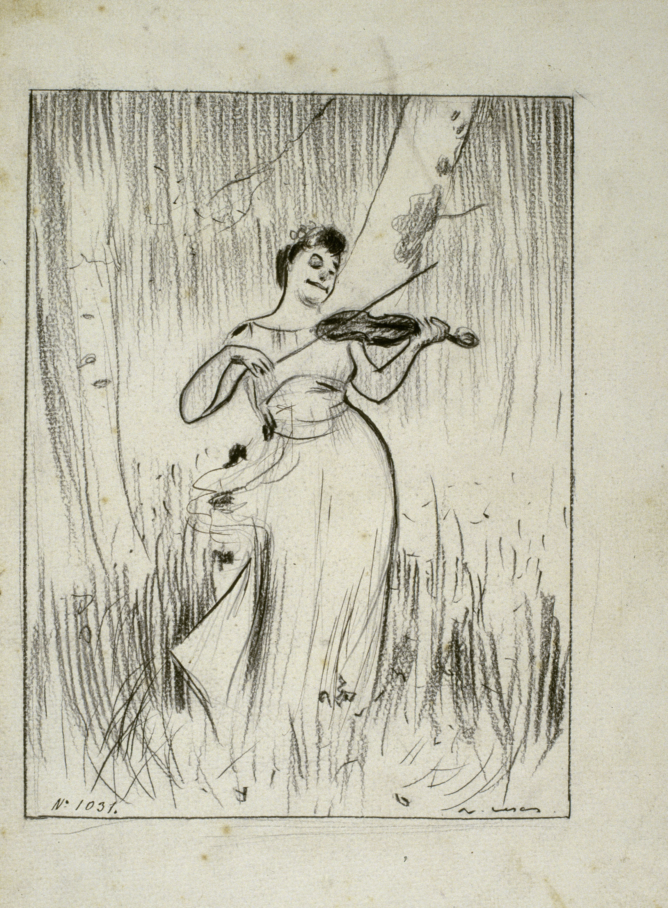 image for: Ramon Casas - Caricatura del quadre «Harmonies del bosc», de Josep Maria Tamburini - Cap a 1896